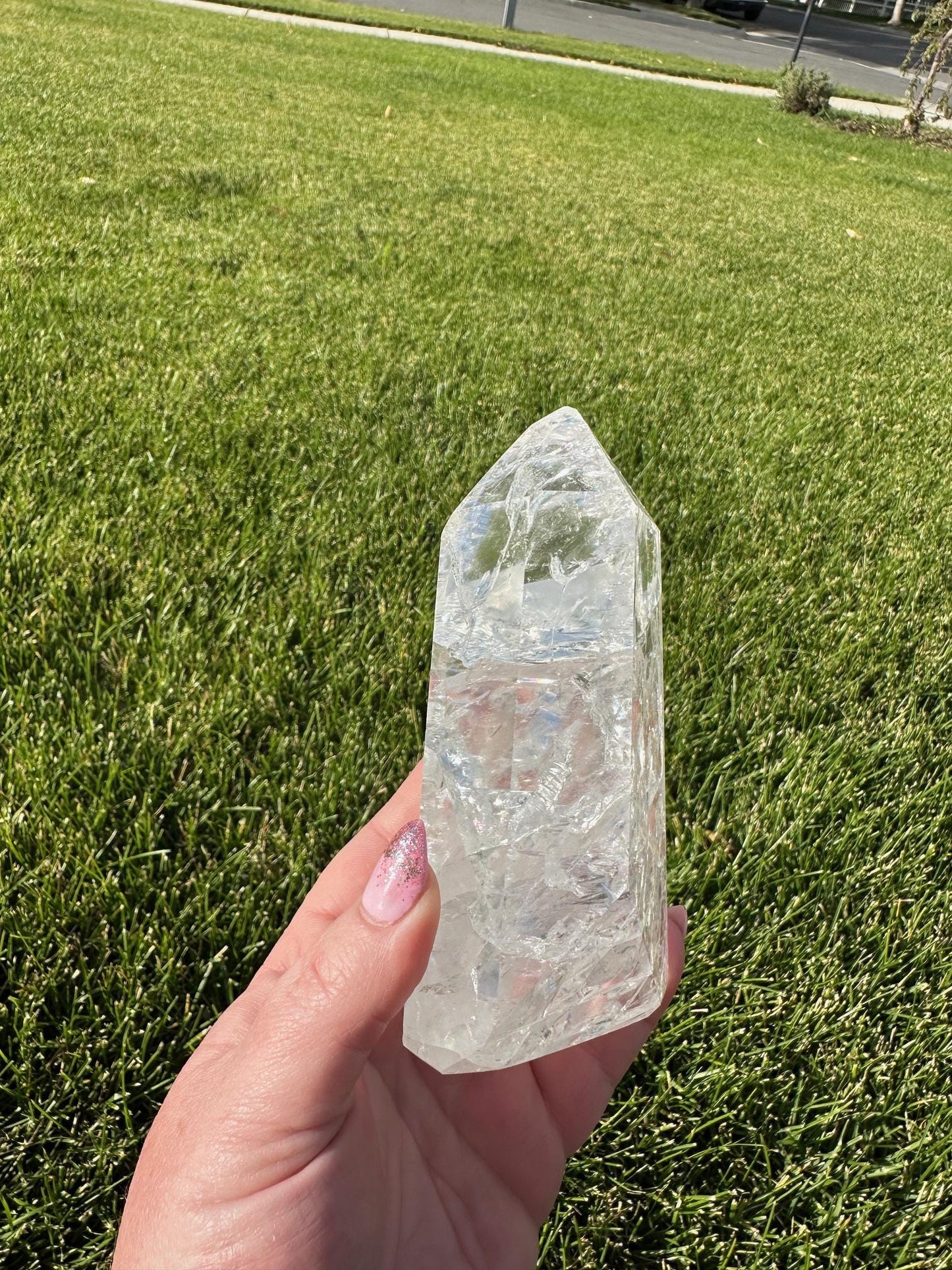 Stunning 5" Crackle Quartz Tower - 1lb 2oz of Light, Energy, and Transformation