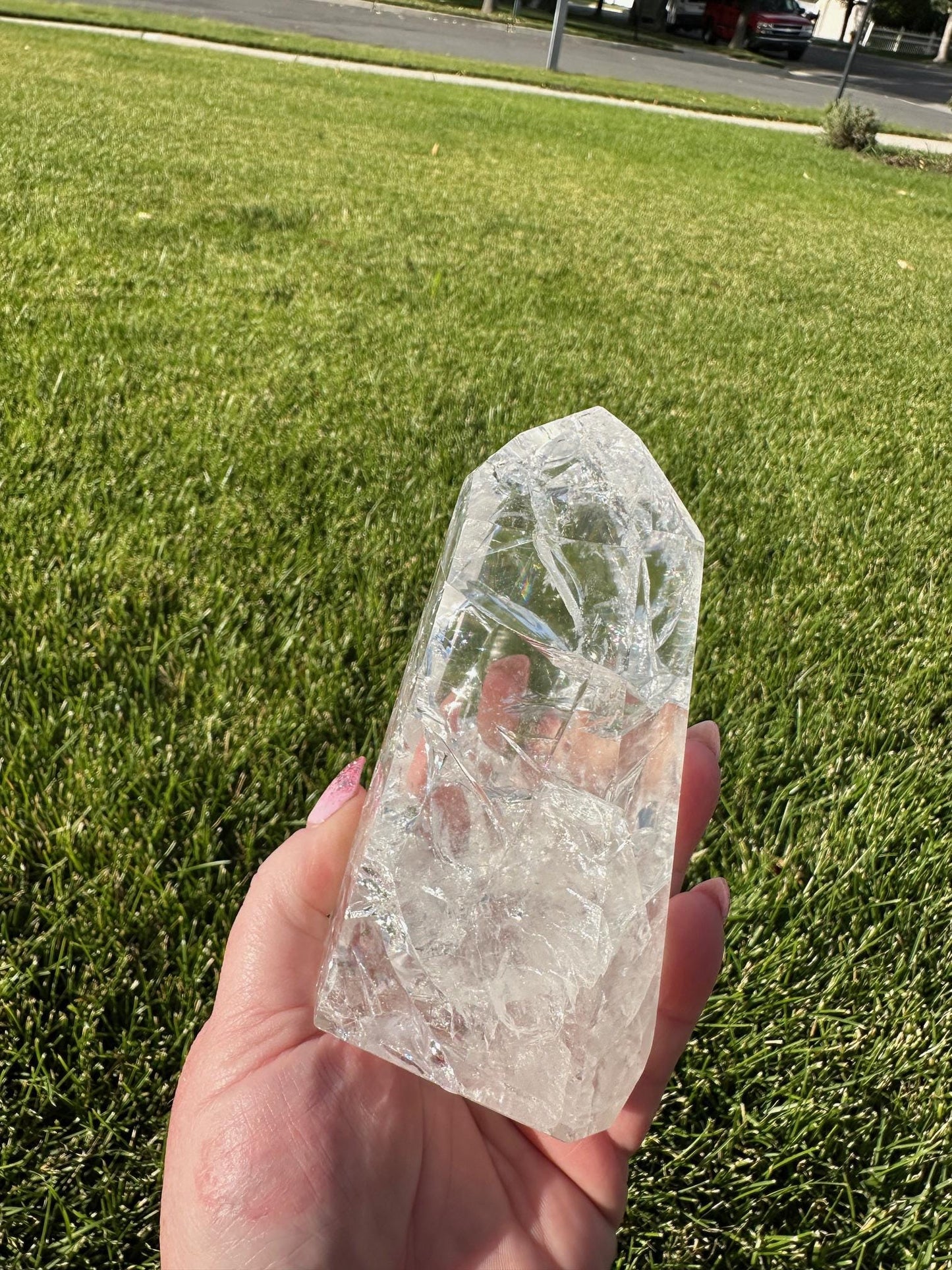 Stunning 5" Crackle Quartz Tower - 1lb 2oz of Light, Energy, and Transformation