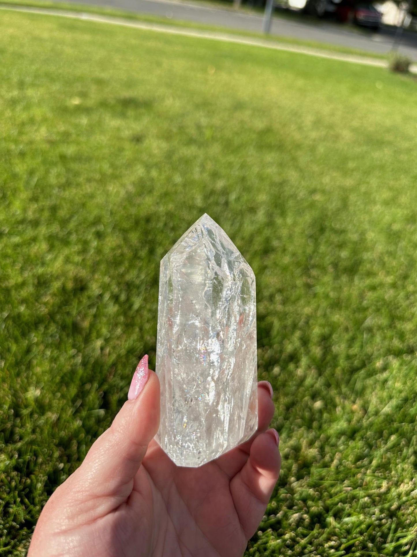 Gorgeous 4" Crackle Quartz Tower - 10oz of Light, Energy & Transformation