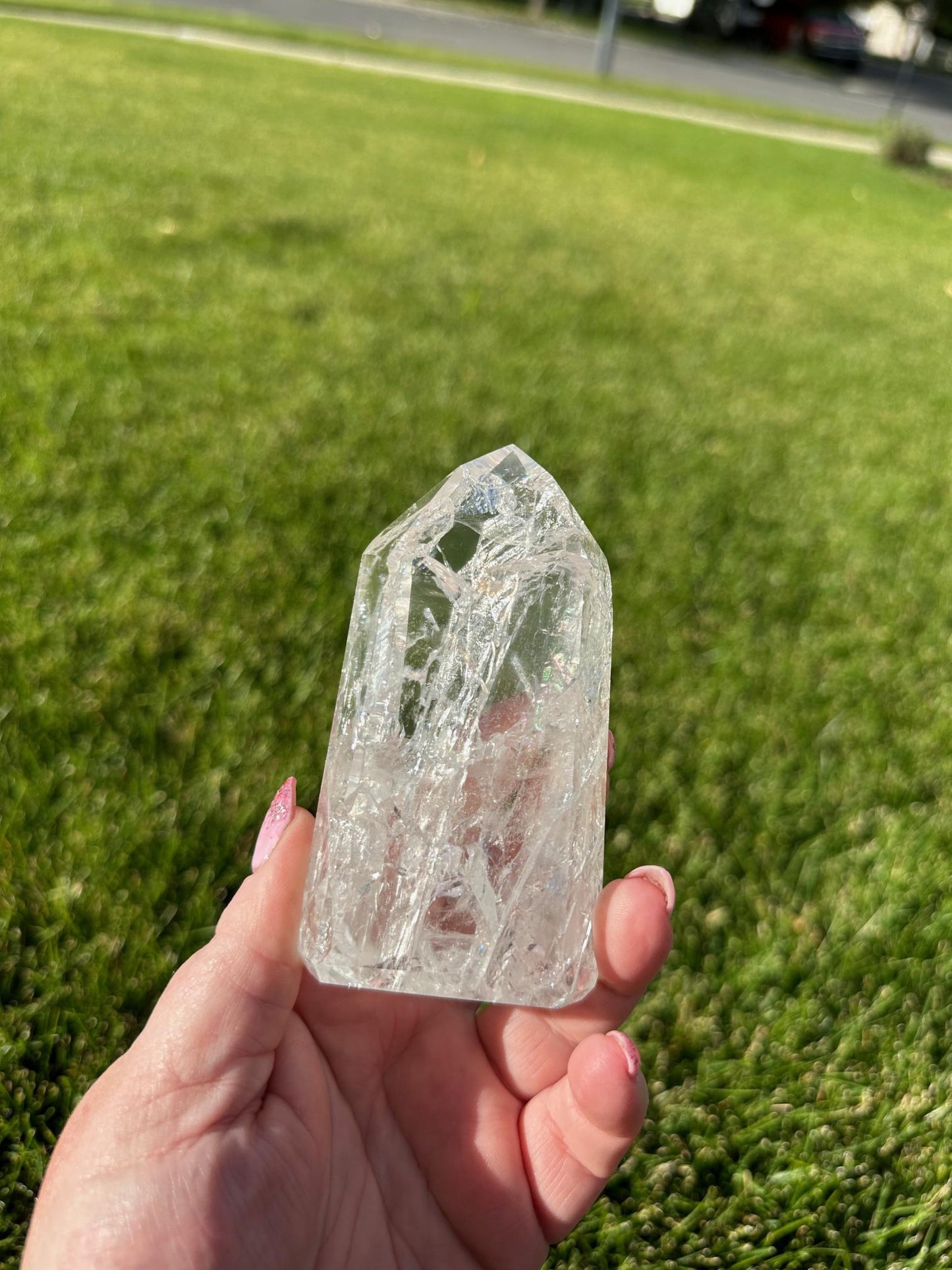 Gorgeous 4" Crackle Quartz Tower - 10oz of Light, Energy & Transformation