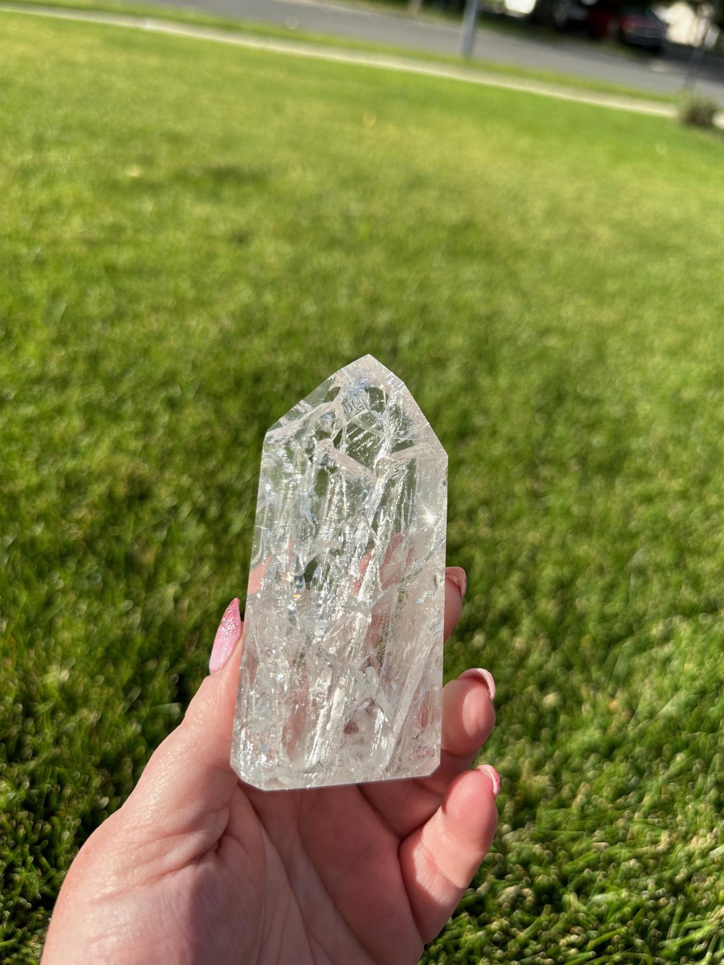 Gorgeous 4" Crackle Quartz Tower - 10oz of Light, Energy & Transformation