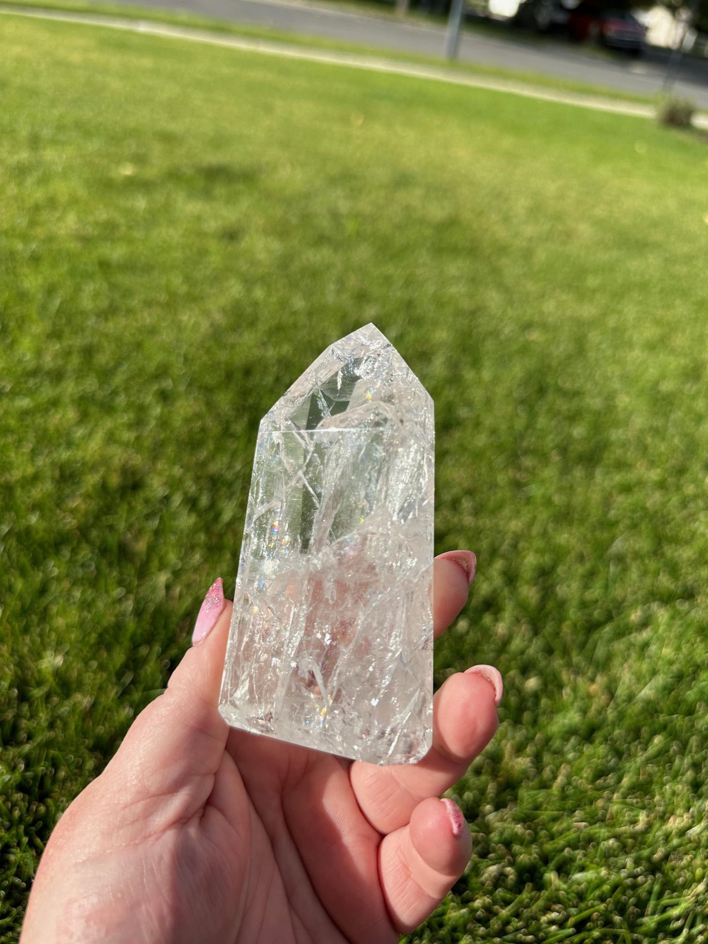 Gorgeous 4" Crackle Quartz Tower - 10oz of Light, Energy & Transformation