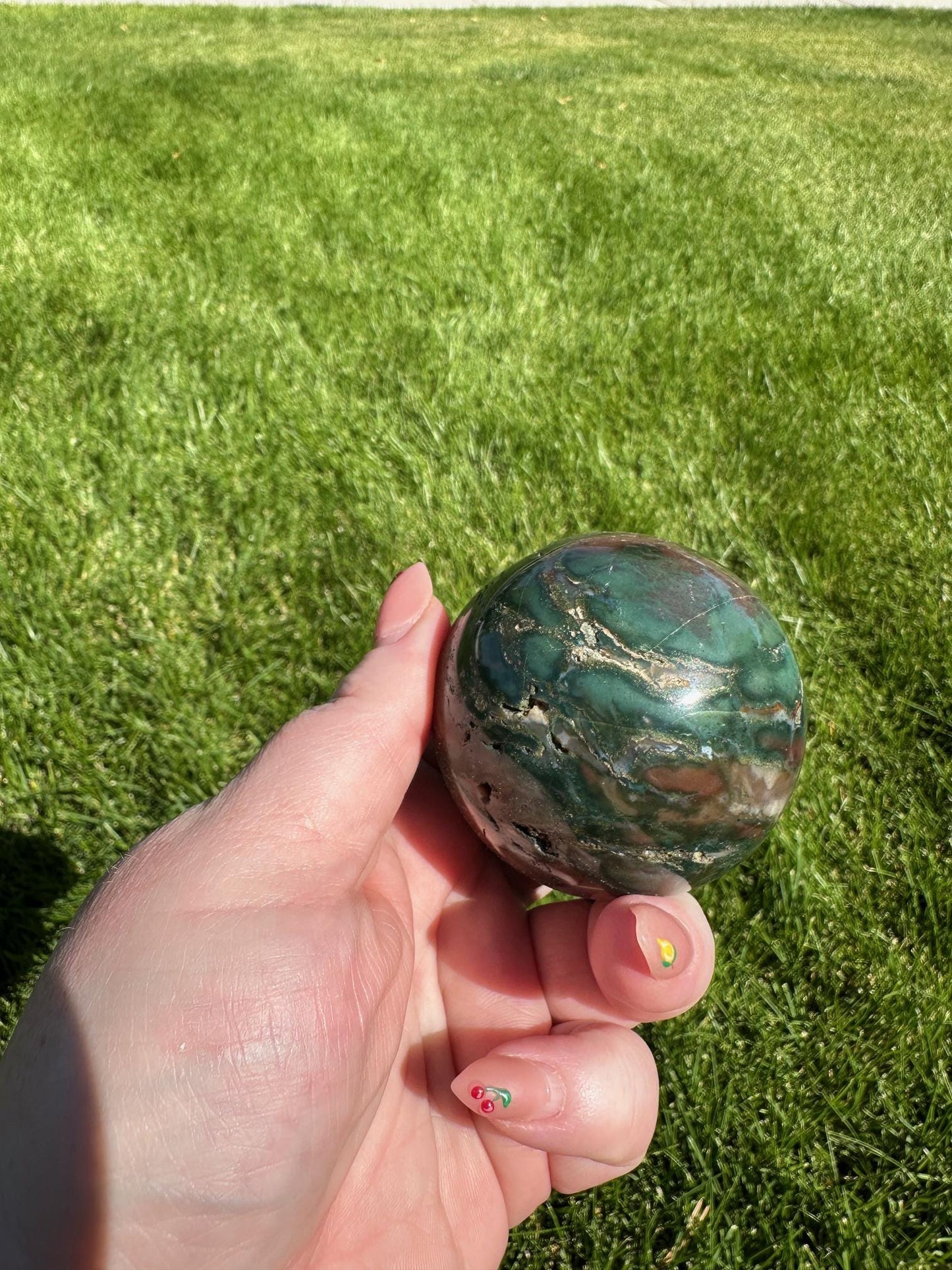 Ocean Jasper Sphere - 2.1-inch Diameter, 10 oz