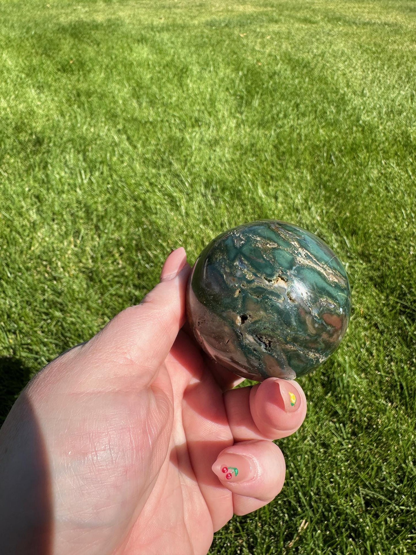 Ocean Jasper Sphere - 2.1-inch Diameter, 10 oz