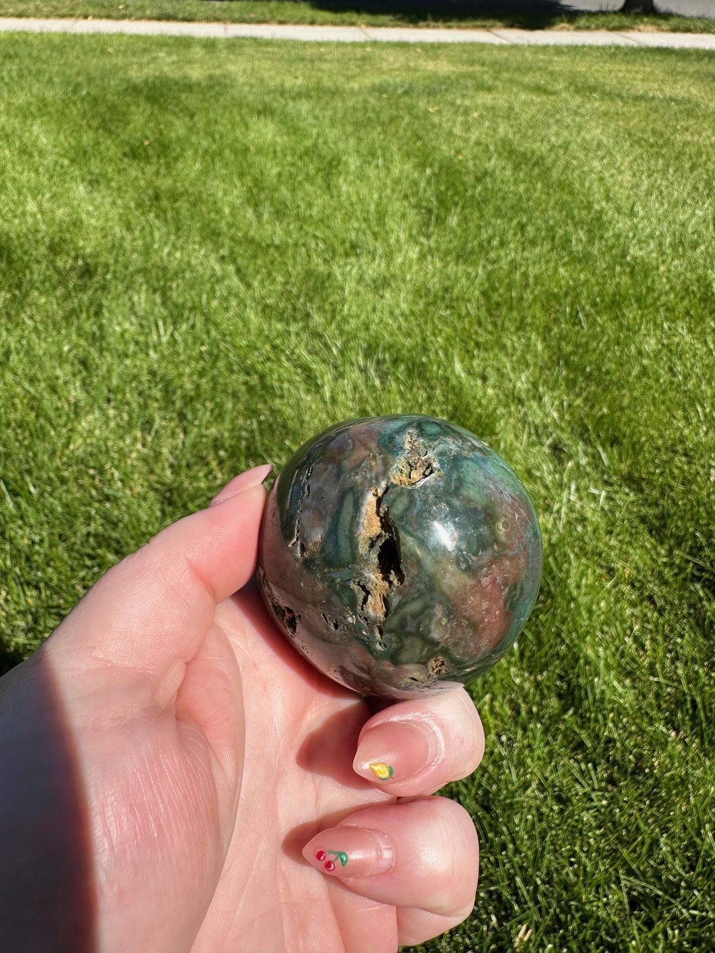 Ocean Jasper Sphere - 2.1-inch Diameter, 10 oz