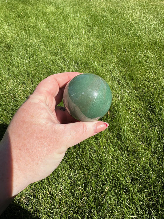 Green Aventurine Sphere - 2.1-inch Diameter, 10 oz | Brazilian Crystal