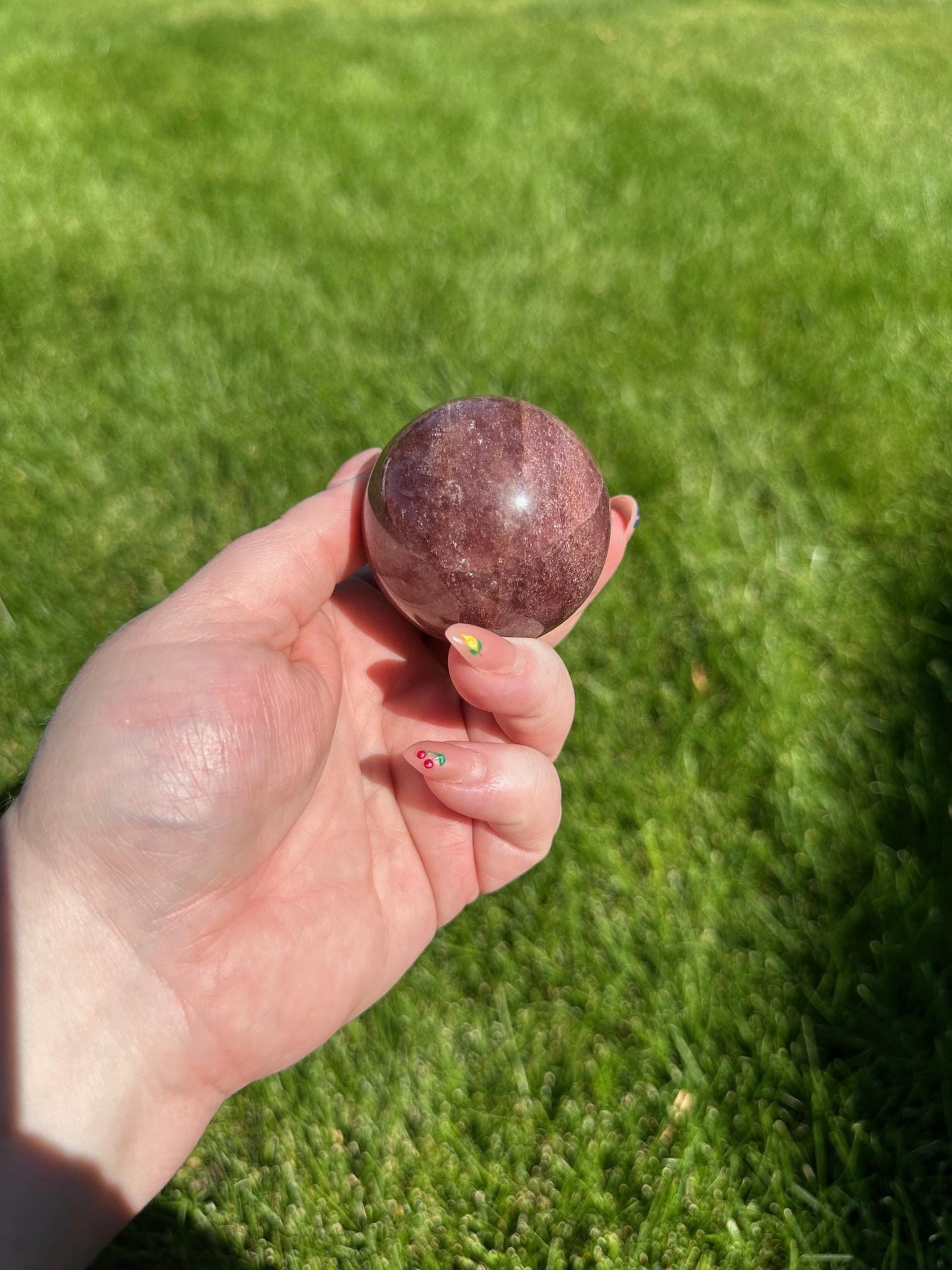 Strawberry Quartz Sphere - 1.9-inch Diameter, 7 oz | Love & Joy Crystal