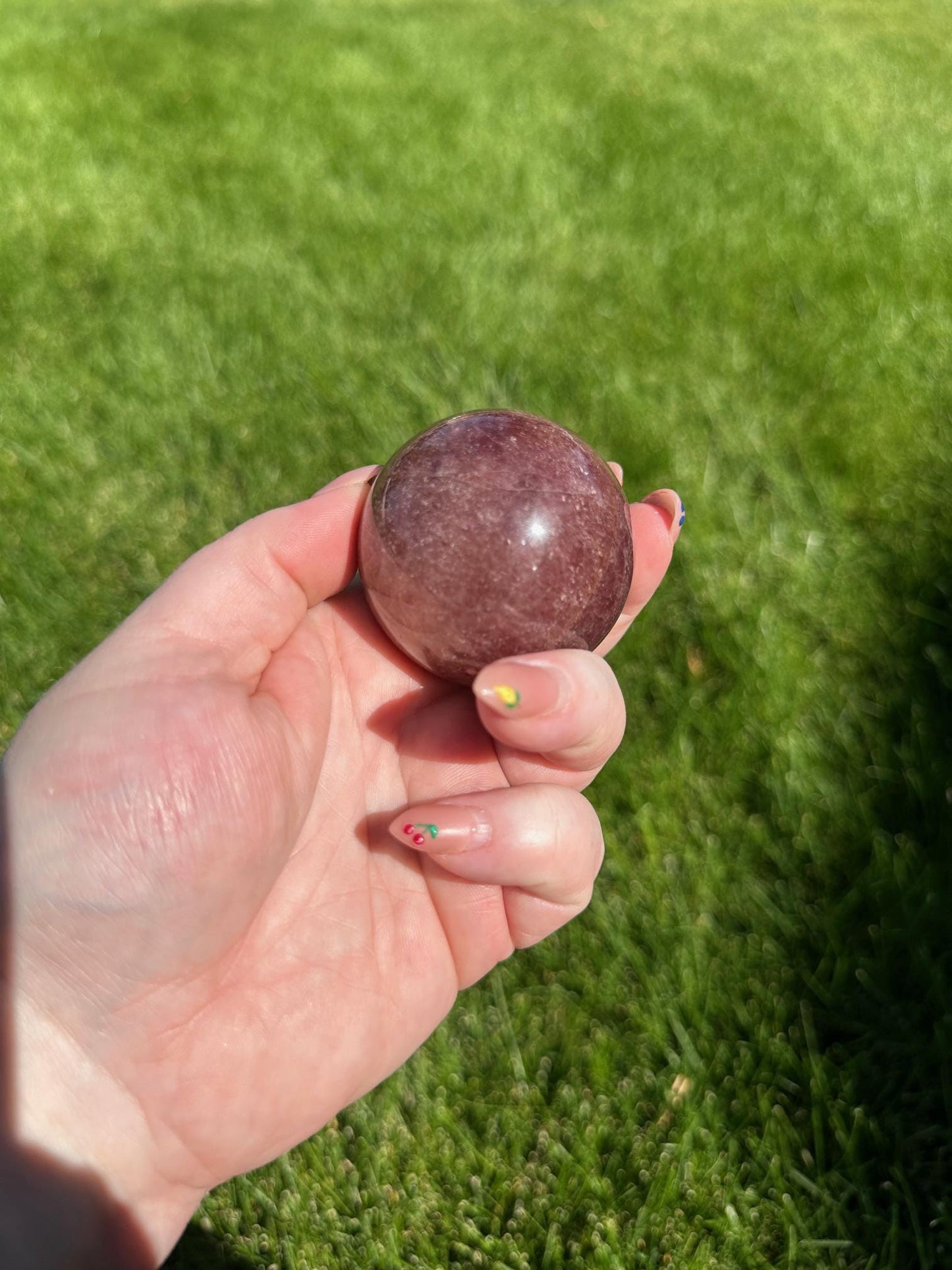 Strawberry Quartz Sphere - 1.9-inch Diameter, 7 oz | Love & Joy Crystal