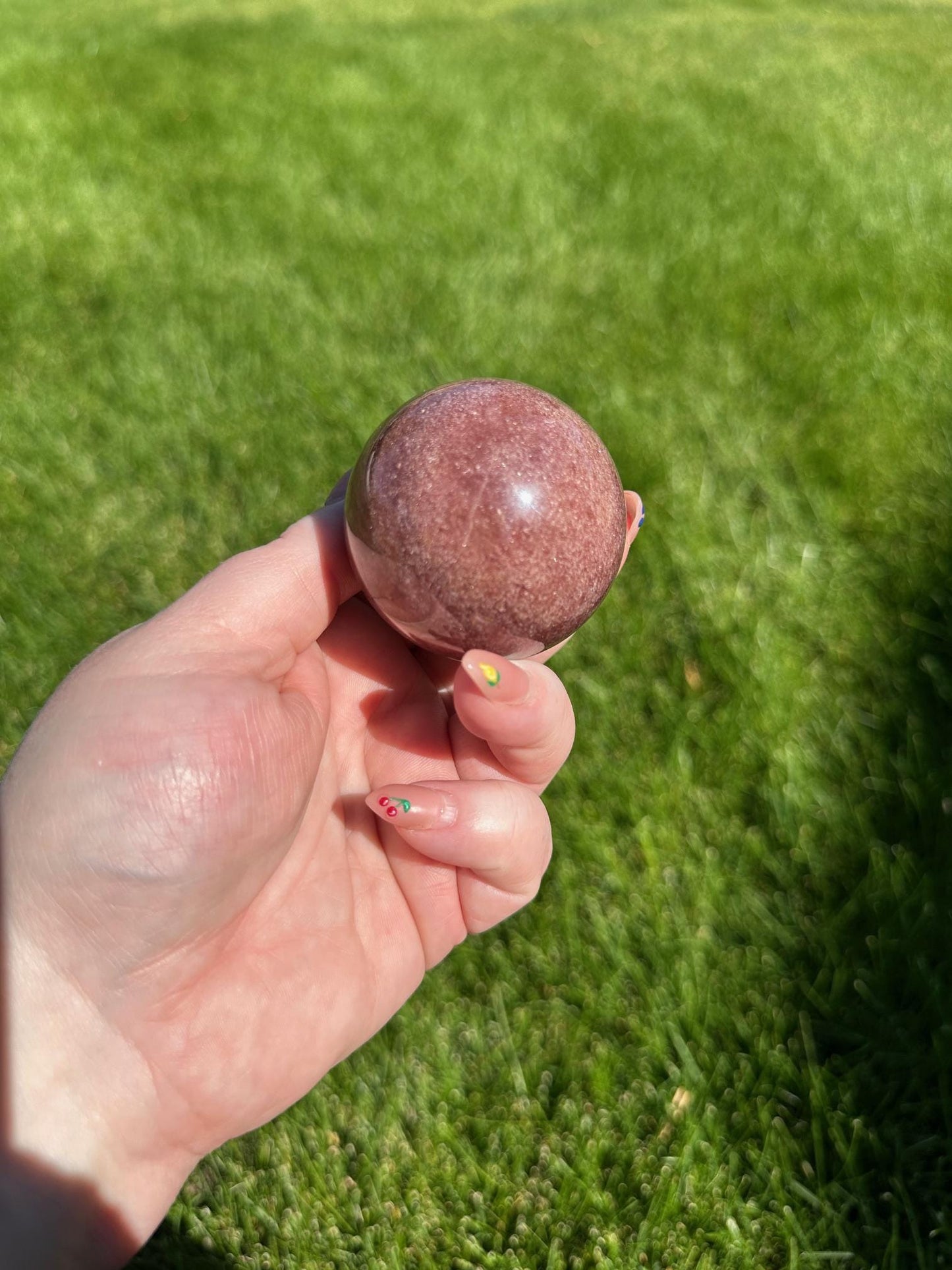 Strawberry Quartz Sphere - 1.9-inch Diameter, 7 oz | Love & Joy Crystal