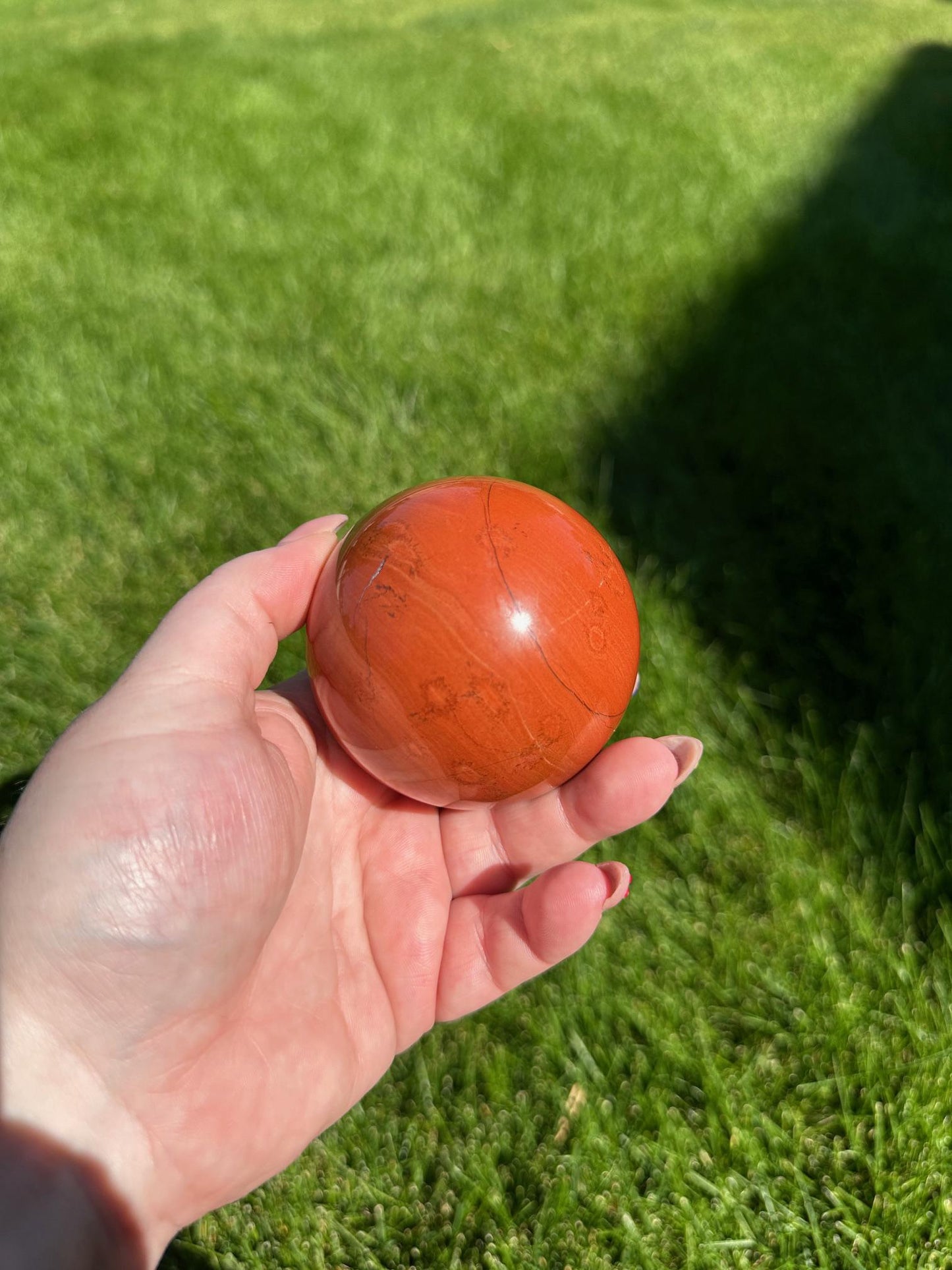 Red Jasper Sphere - 2.5-inch Diameter, 1 lb 1 oz | Grounding & Strength Crystal