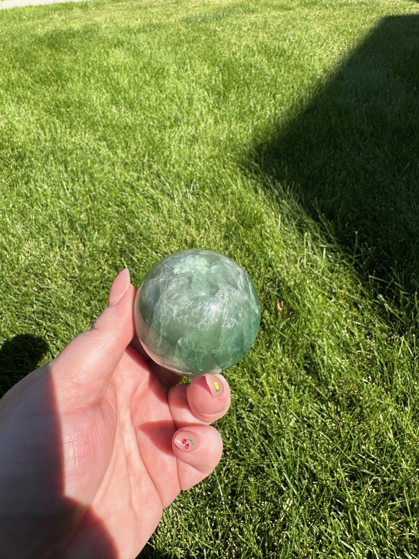 Green Fluorite Sphere - 2-inch Diameter, 11 oz | Healing & Clarity Crystal