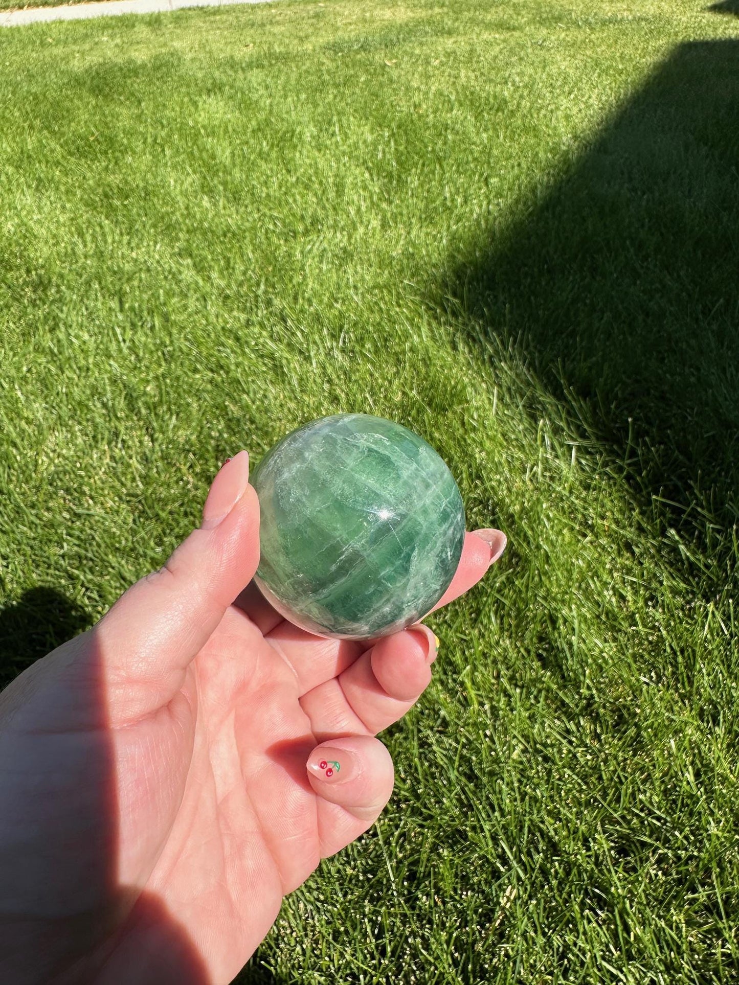 Green Fluorite Sphere - 2-inch Diameter, 11 oz | Healing & Clarity Crystal