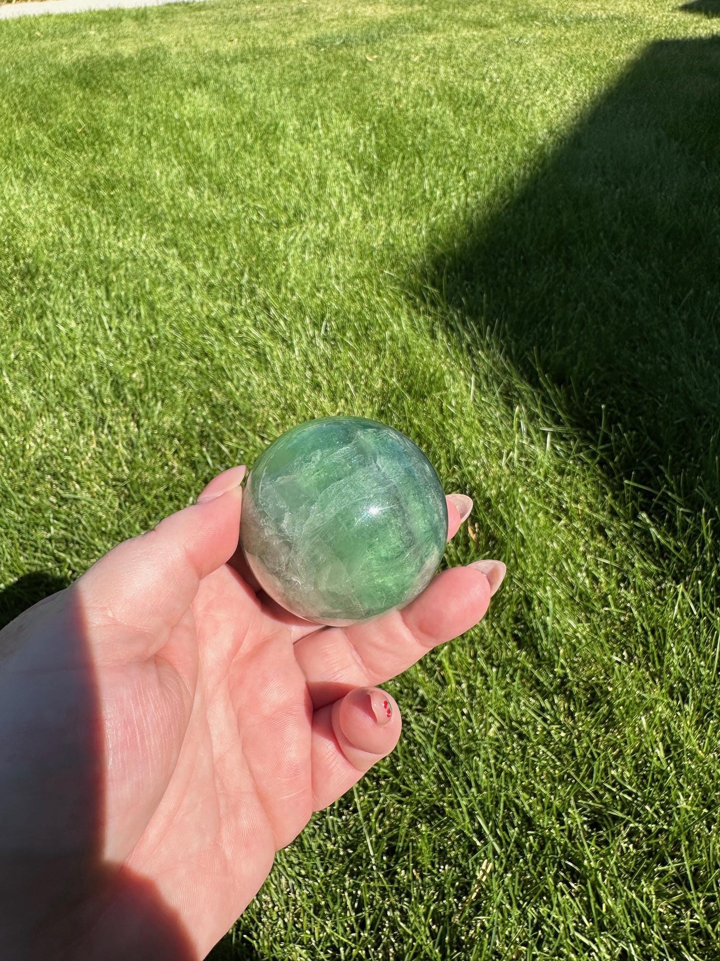 Green Fluorite Sphere - 2-inch Diameter, 11 oz | Healing & Clarity Crystal