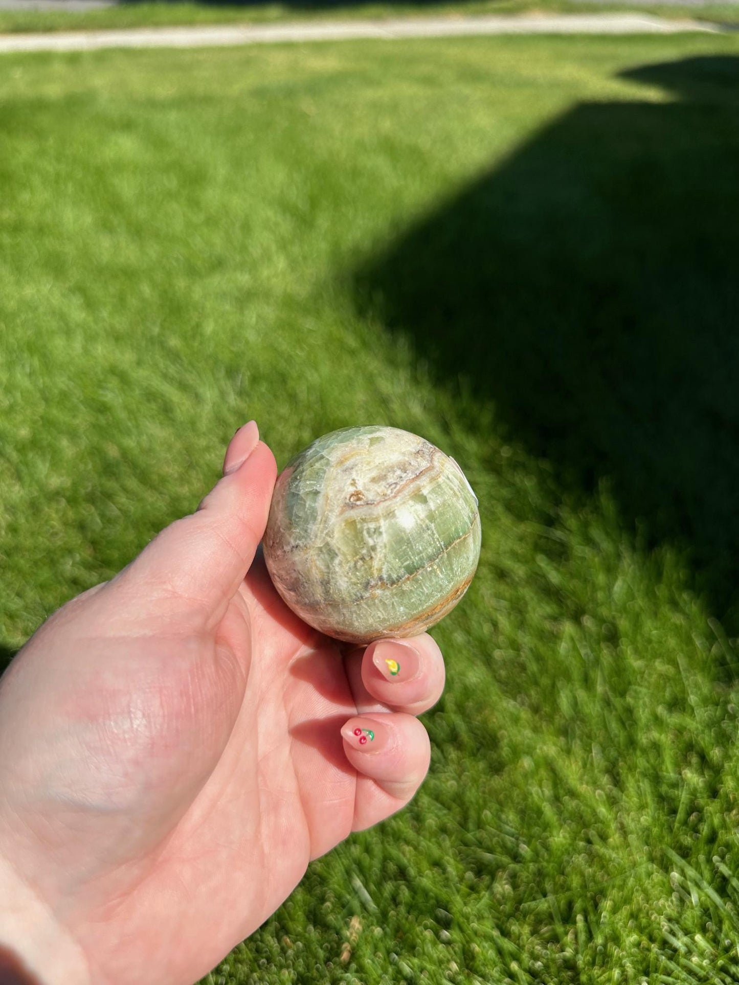 Green Calcite Sphere - 2.1-inch Diameter, 10 oz | Healing & Heart Chakra Crystal