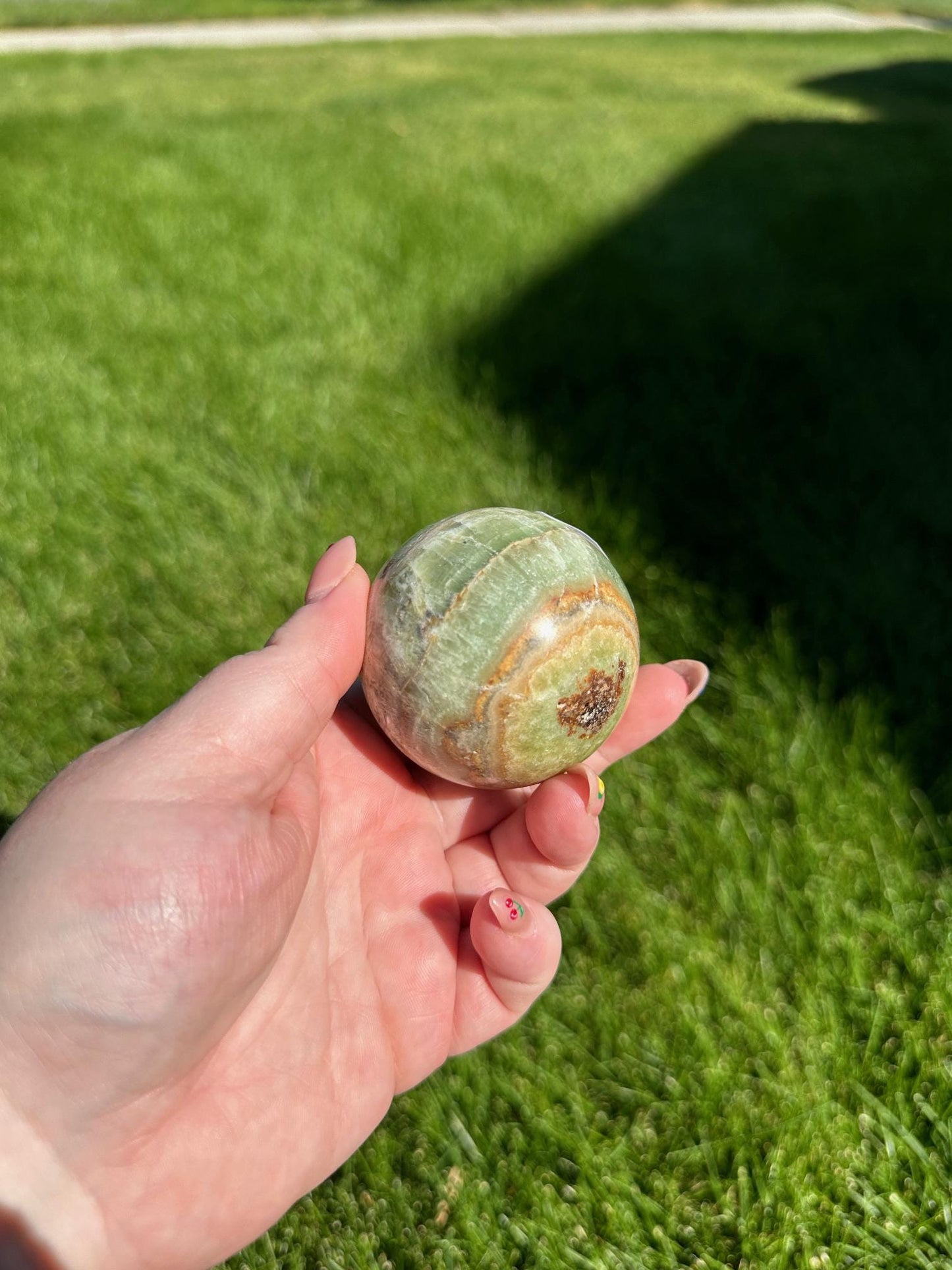 Green Calcite Sphere - 2.1-inch Diameter, 10 oz | Healing & Heart Chakra Crystal