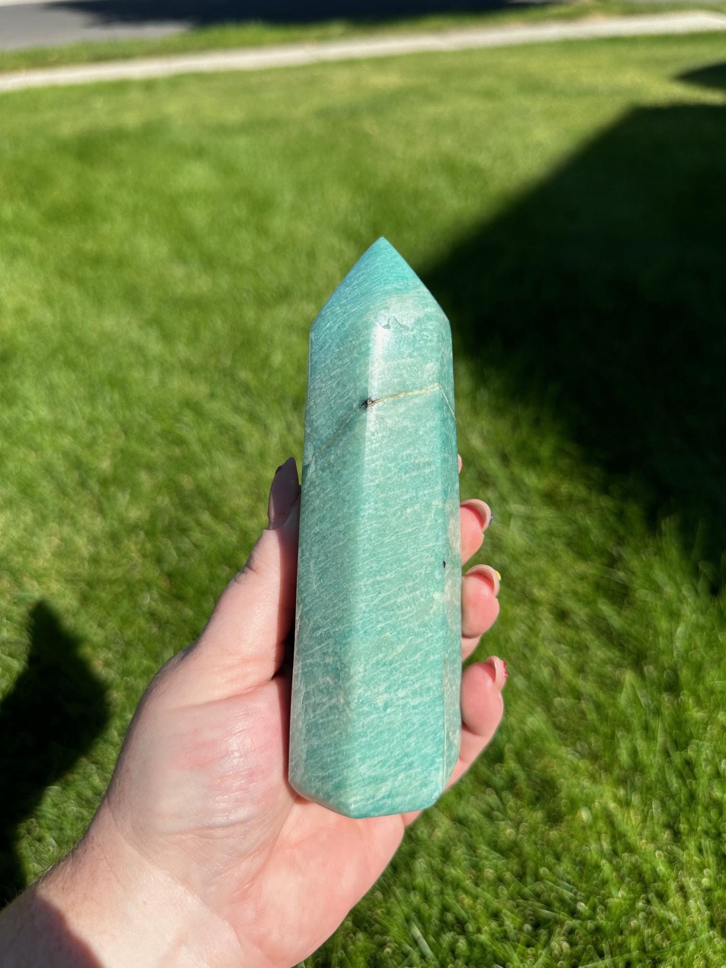 Amazonite Tower - 5.5-inch Tall, 12 oz | Communication & Harmony Crystal