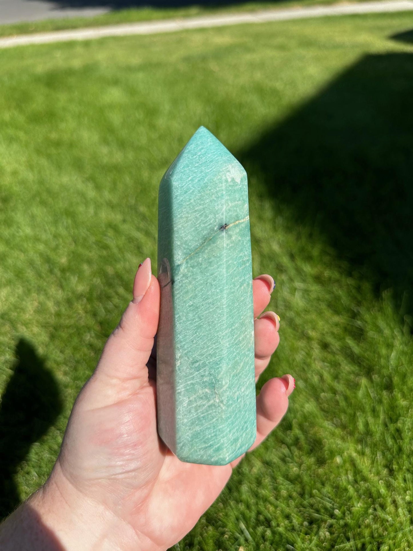 Amazonite Tower - 5.5-inch Tall, 12 oz | Communication & Harmony Crystal