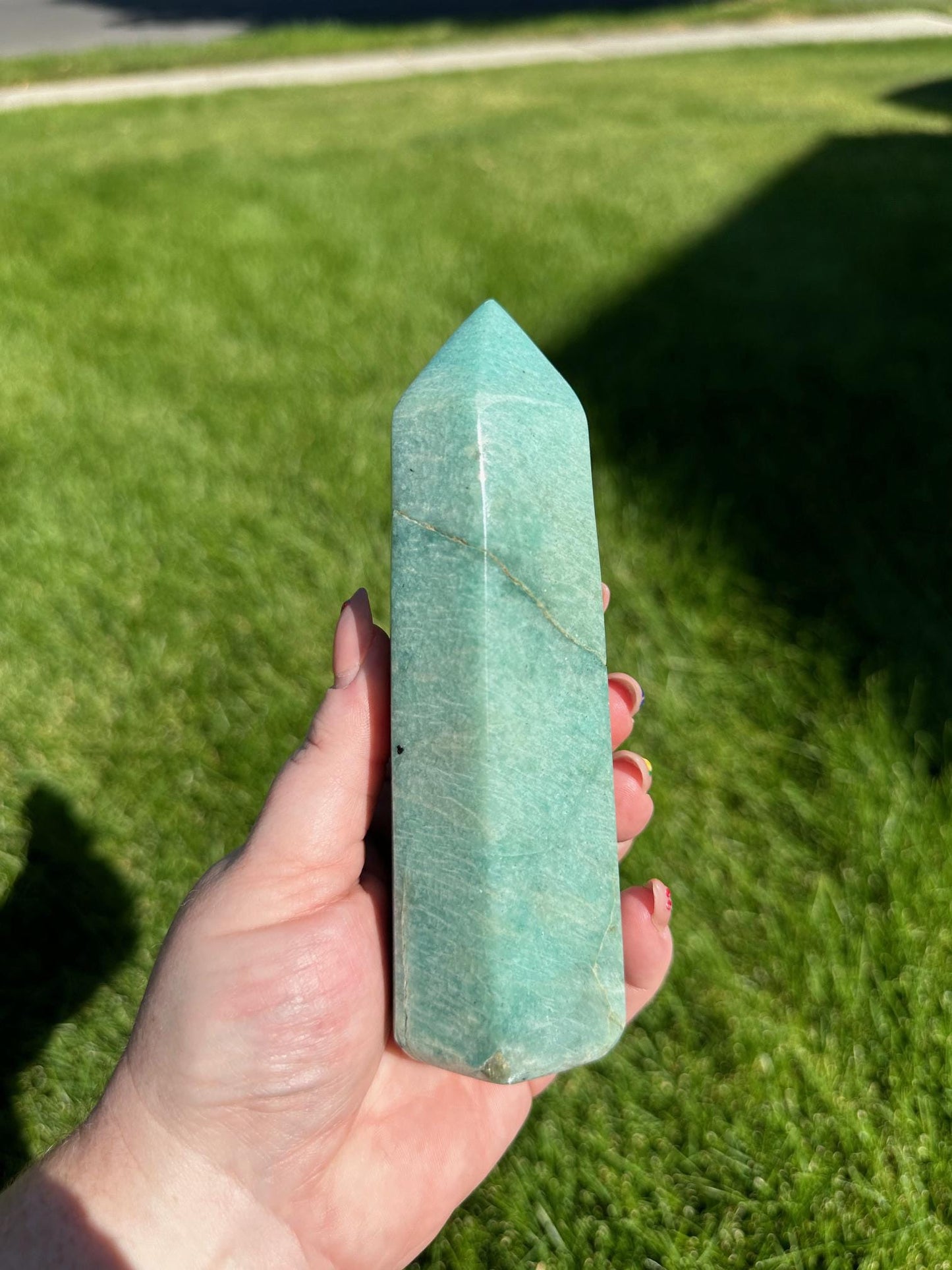 Amazonite Tower - 5.5-inch Tall, 12 oz | Communication & Harmony Crystal