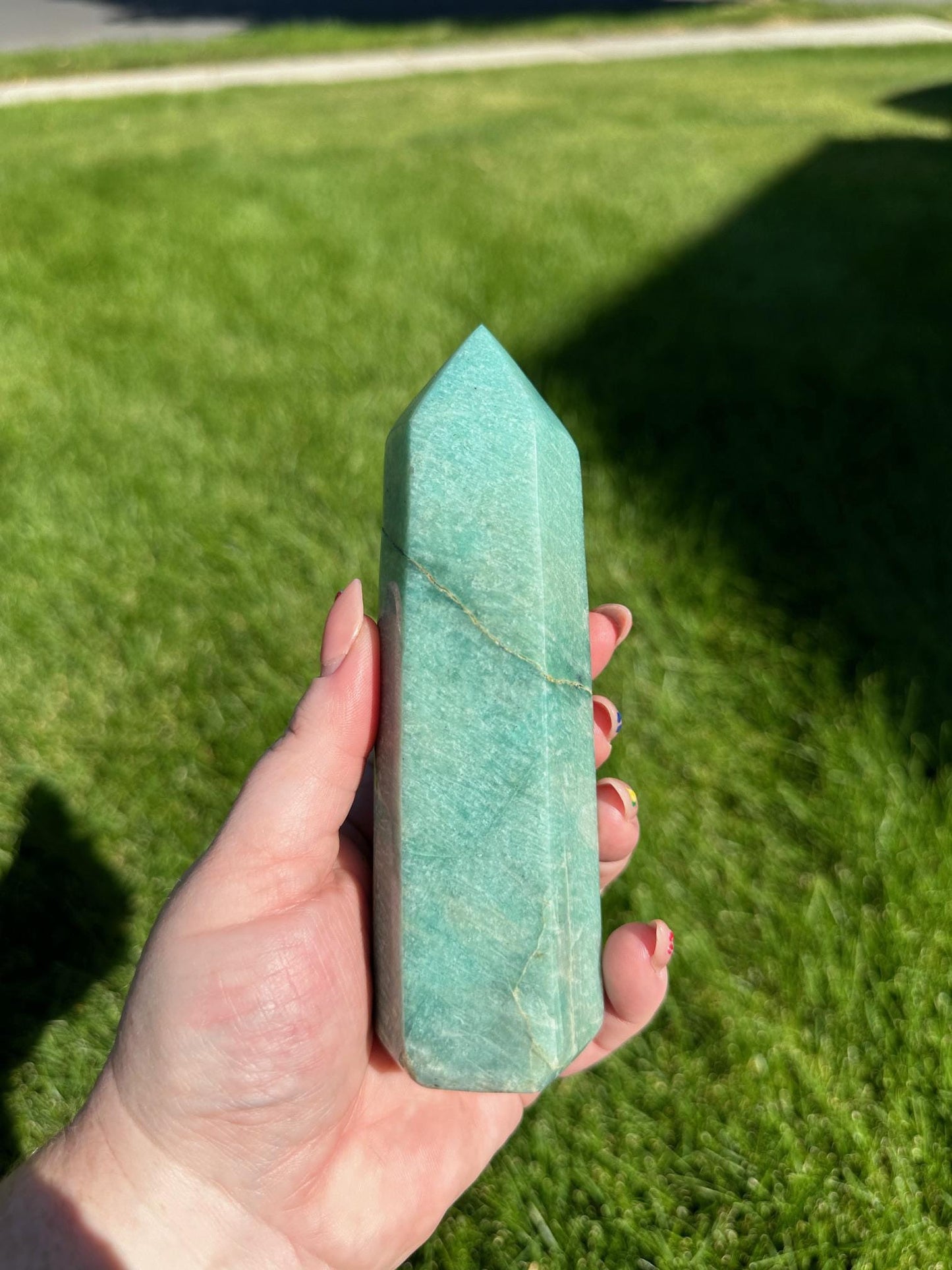 Amazonite Tower - 5.5-inch Tall, 12 oz | Communication & Harmony Crystal