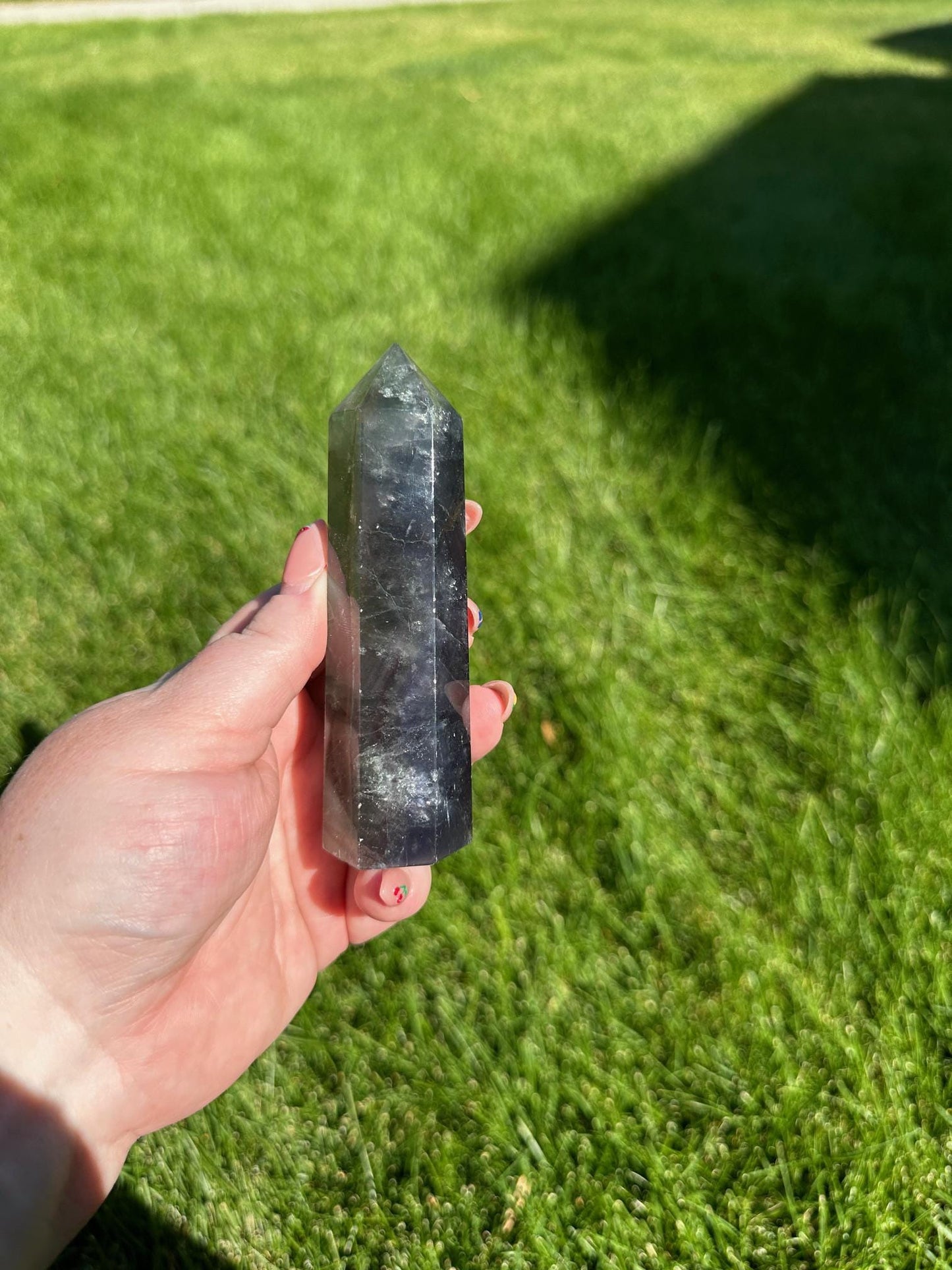 Blue and Green Fluorite Tower - 4.3 inches Tall, 7 oz | Clarity & Emotional Healing Crystal