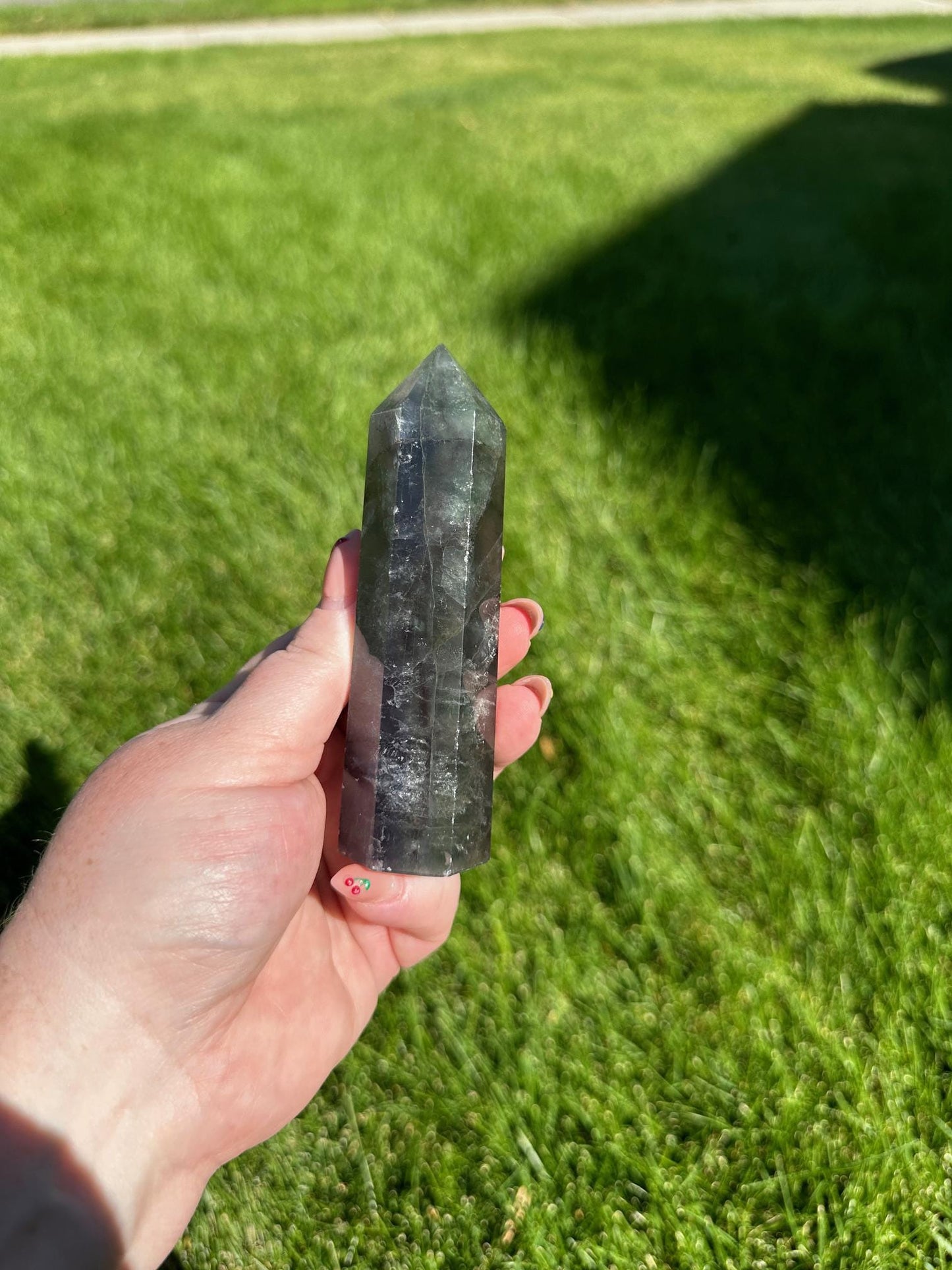 Blue and Green Fluorite Tower - 4.3 inches Tall, 7 oz | Clarity & Emotional Healing Crystal