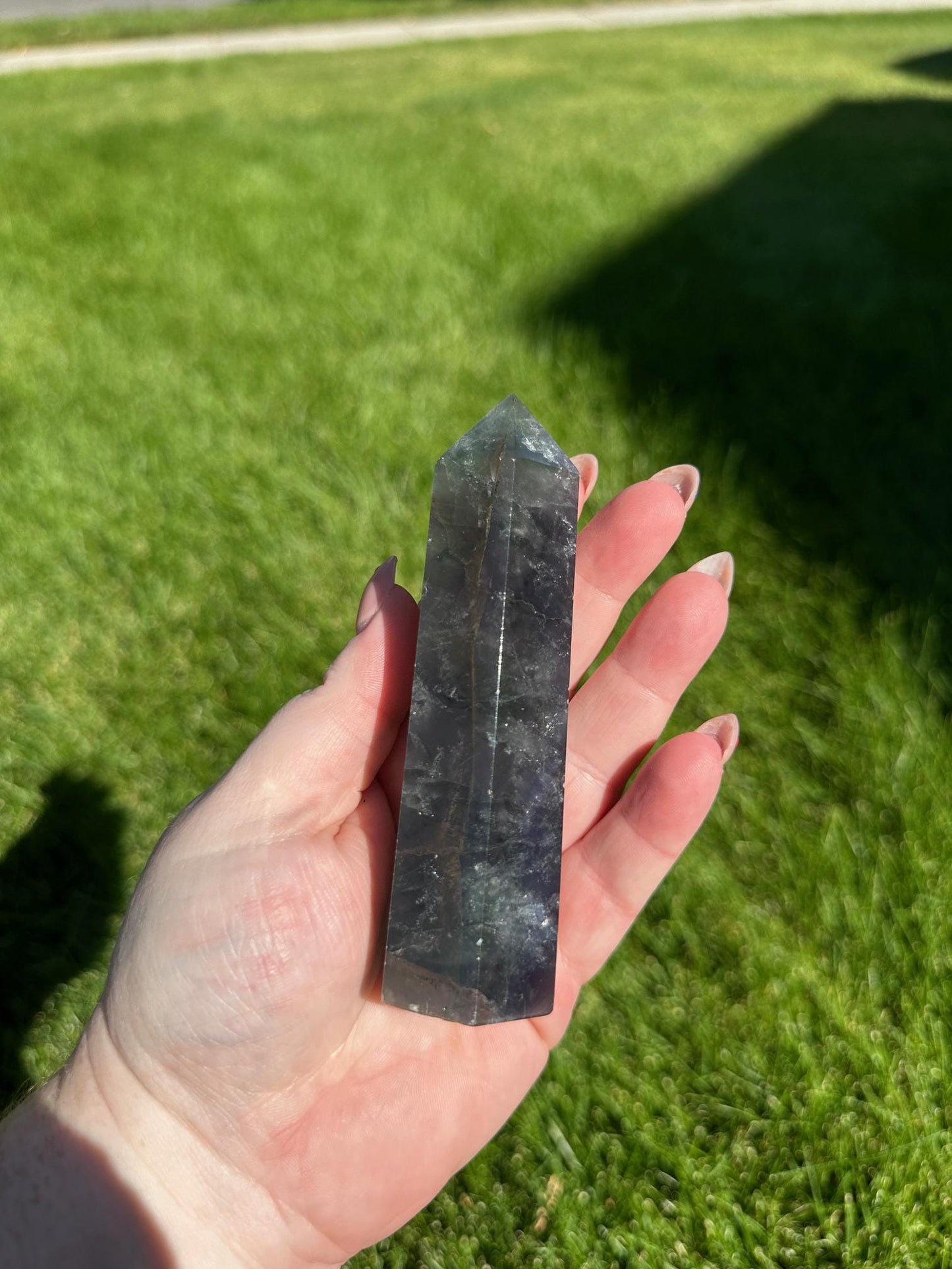 Blue and Green Fluorite Tower - 4.3 inches Tall, 7 oz | Clarity & Emotional Healing Crystal