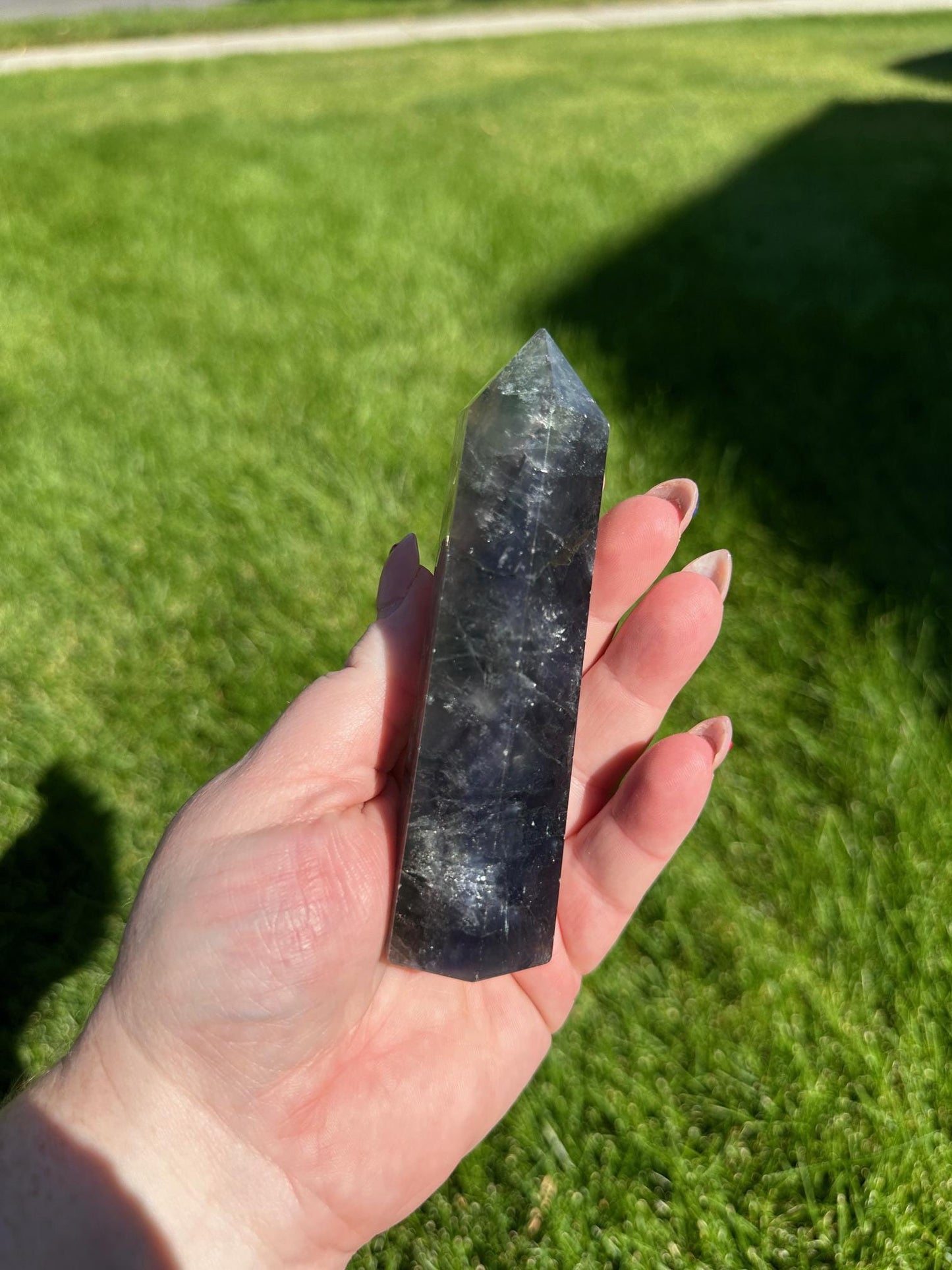 Blue and Green Fluorite Tower - 4.3 inches Tall, 7 oz | Clarity & Emotional Healing Crystal