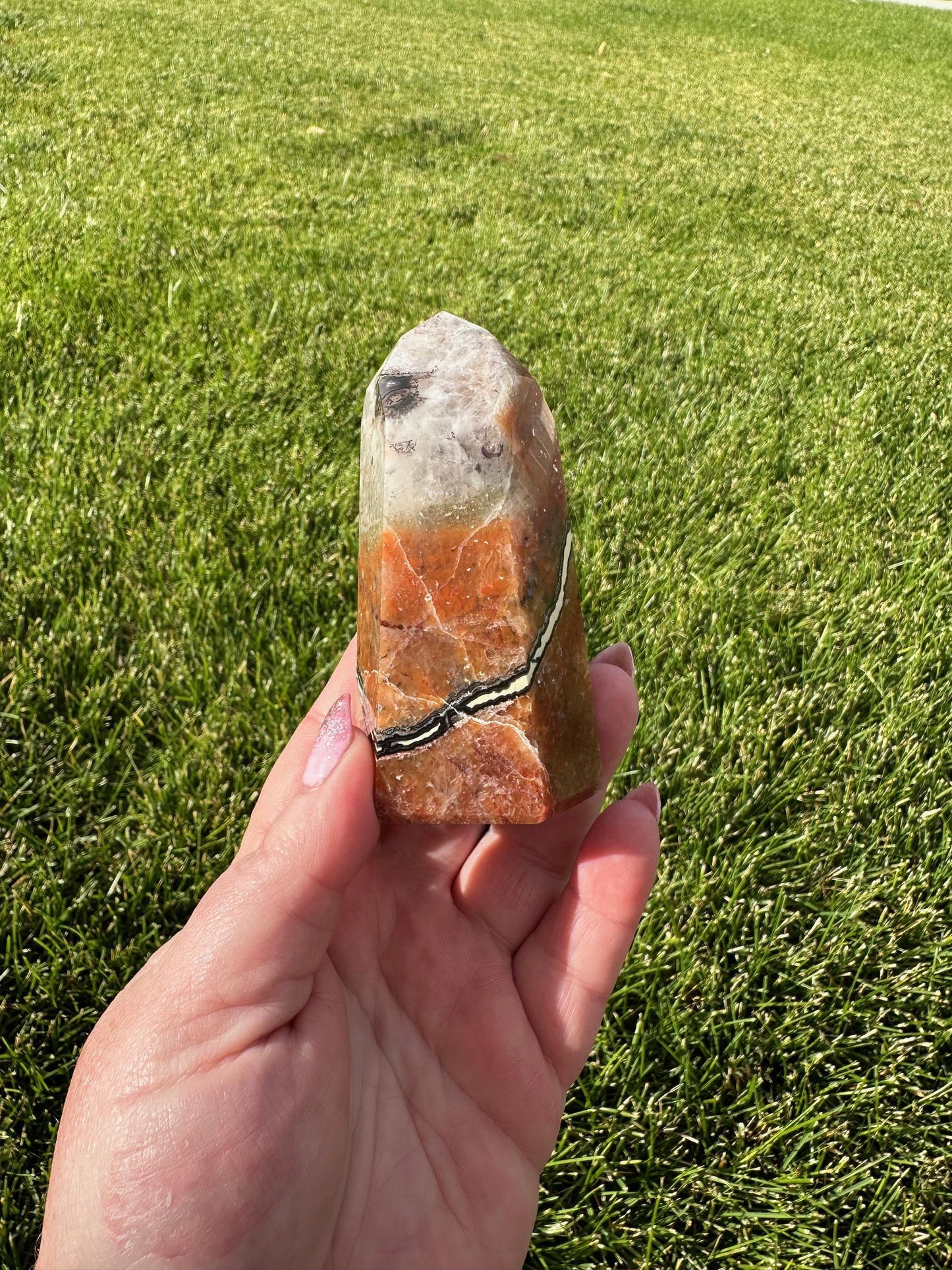 Mosaic Crystal Tower – 3.4 Inches Tall, 9 oz – Unique Healing Crystal