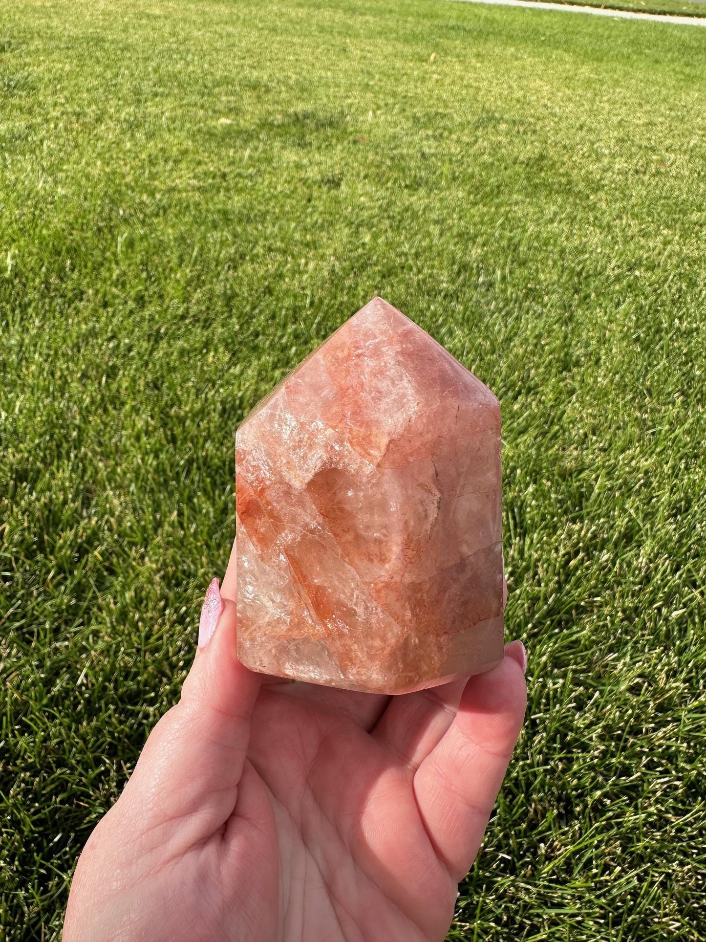 Fire Quartz Crystal Tower – 3.5 Inches Tall, 12 oz – Healing and Grounding Crystal