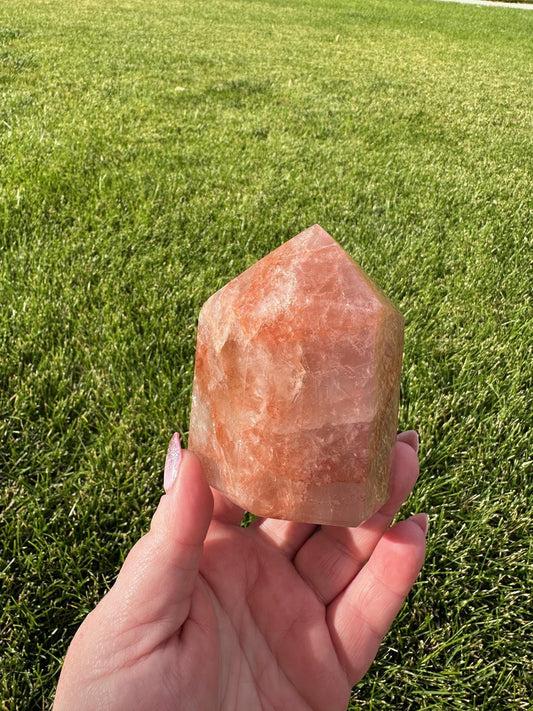 Fire Quartz Crystal Tower – 3.5 Inches Tall, 12 oz – Healing and Grounding Crystal