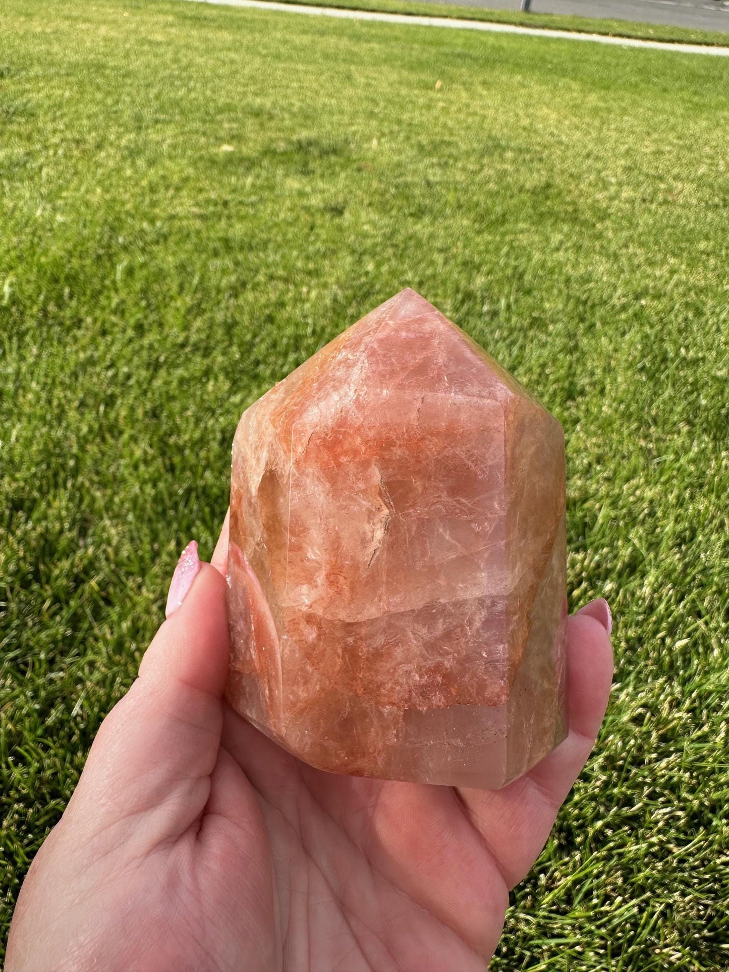 Fire Quartz Crystal Tower – 3.5 Inches Tall, 12 oz – Healing and Grounding Crystal