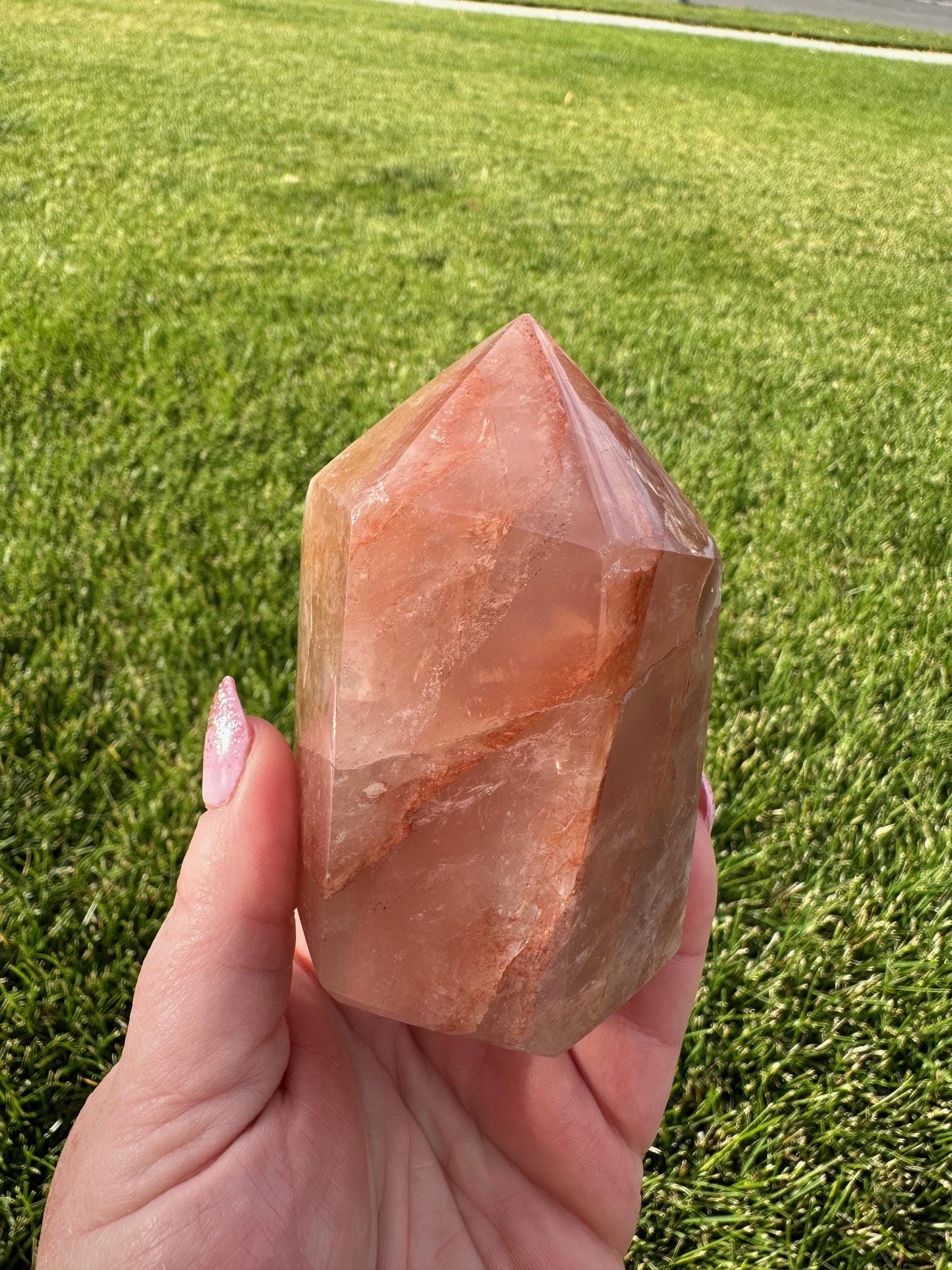 Fire Quartz Crystal Tower – 3.5 Inches Tall, 12 oz – Healing and Grounding Crystal