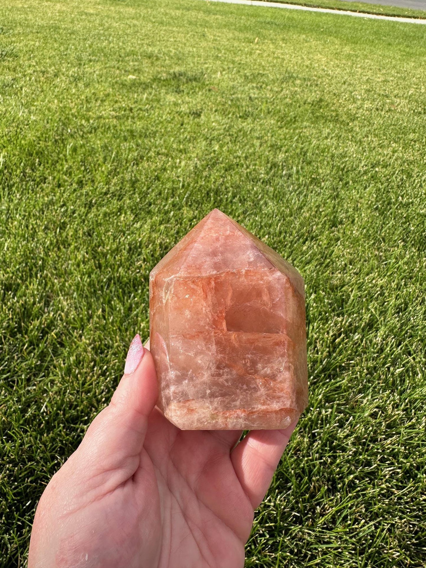 Fire Quartz Crystal Tower – 3.5 Inches Tall, 12 oz – Healing and Grounding Crystal