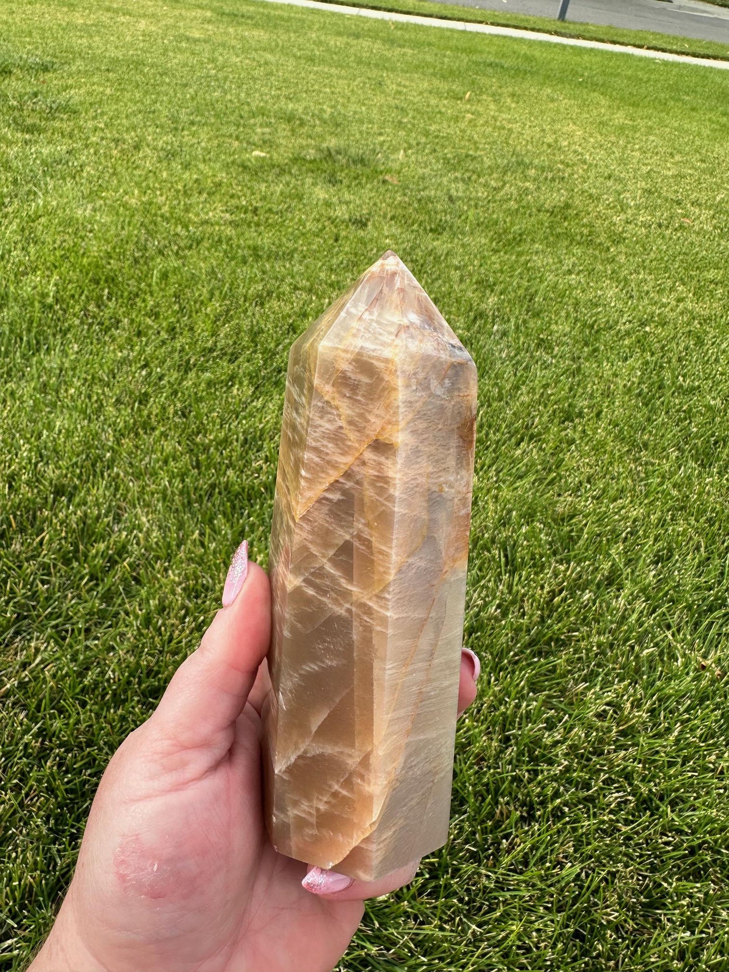 Gorgeous 6" Peach Moonstone Tower - 1lb 5oz of Calming & Feminine Energy