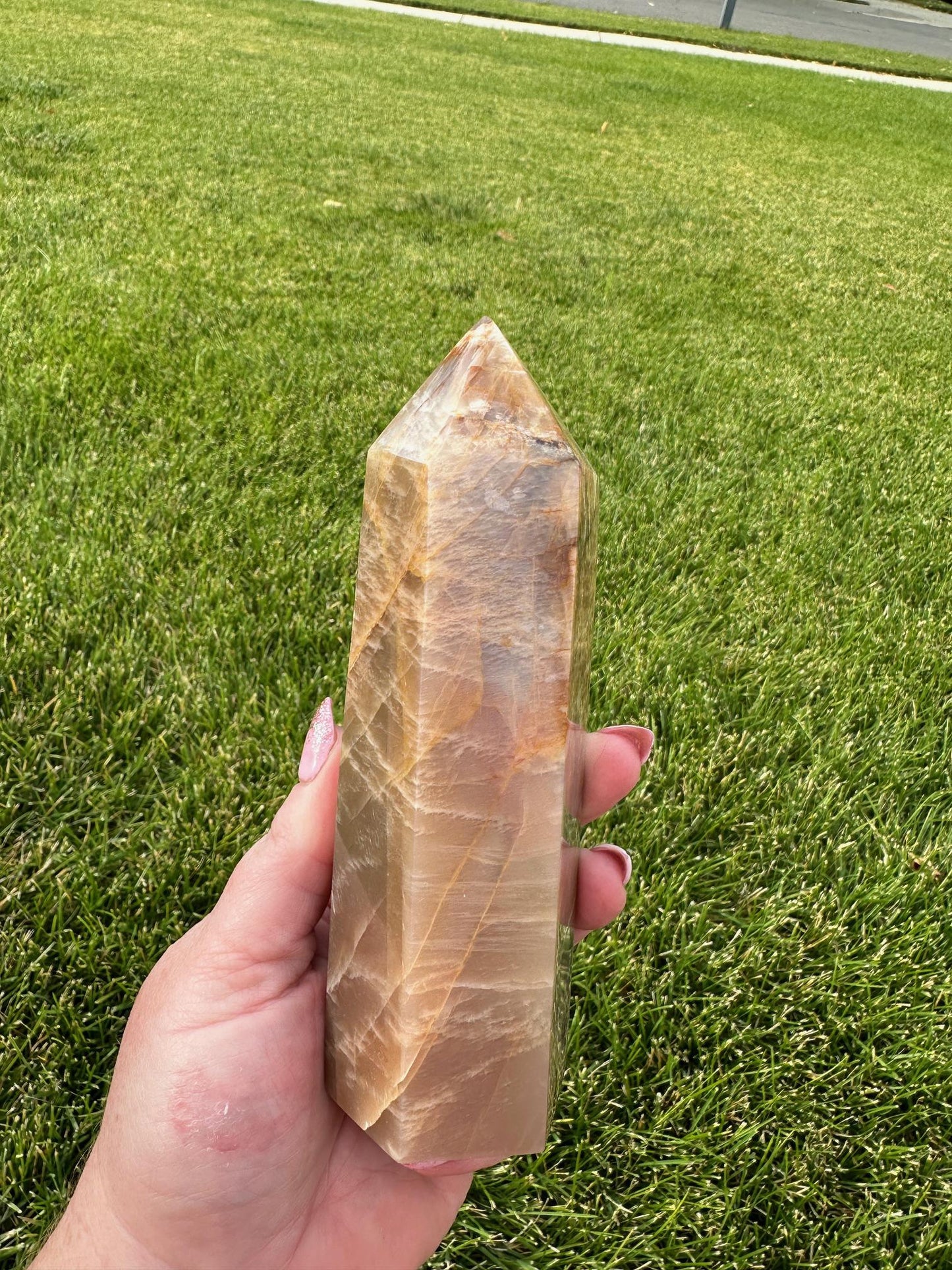 Gorgeous 6" Peach Moonstone Tower - 1lb 5oz of Calming & Feminine Energy