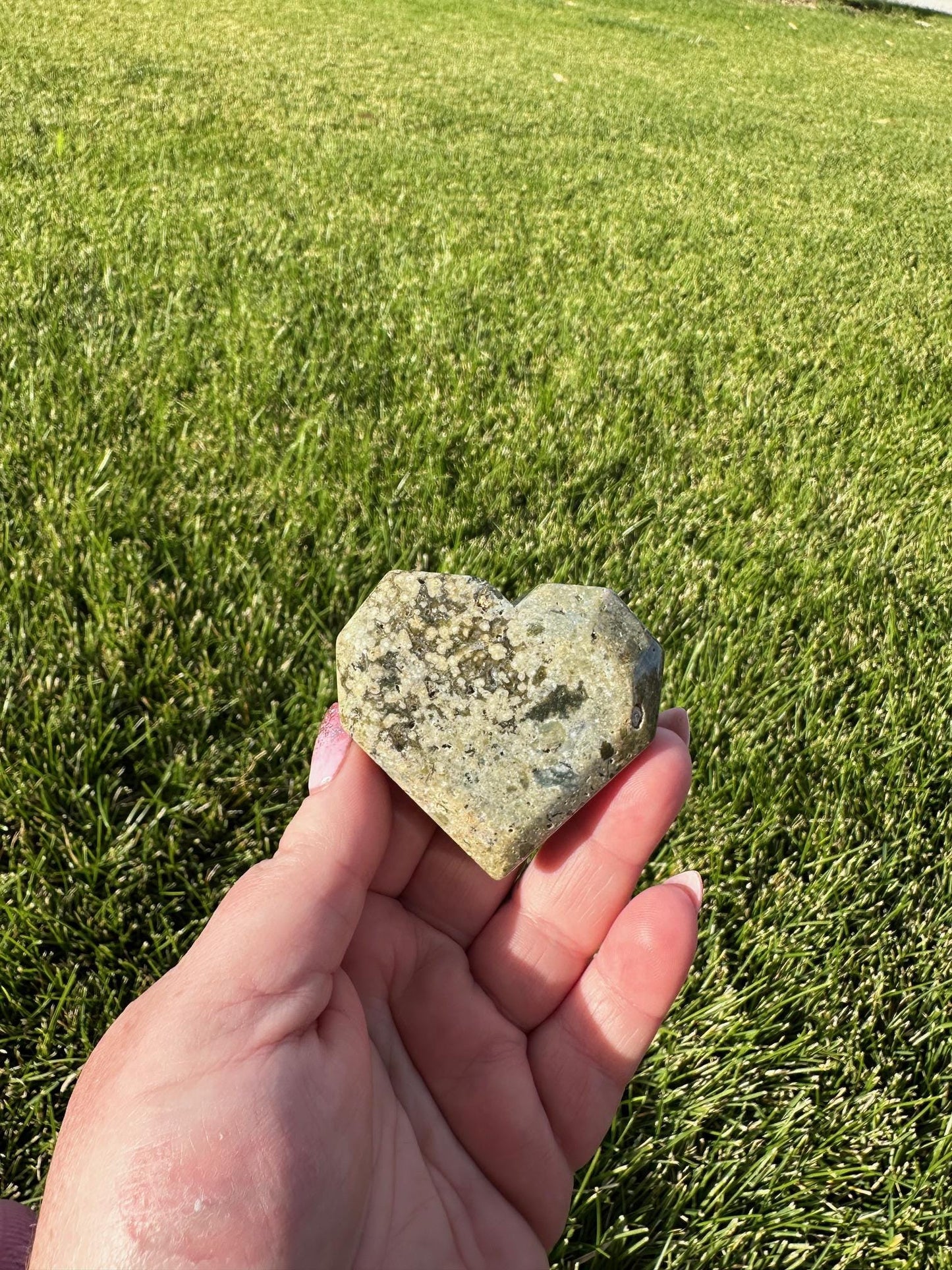 Beautiful 2" Ocean Jasper Heart - A Stone of Joy, Healing & Positive Energy