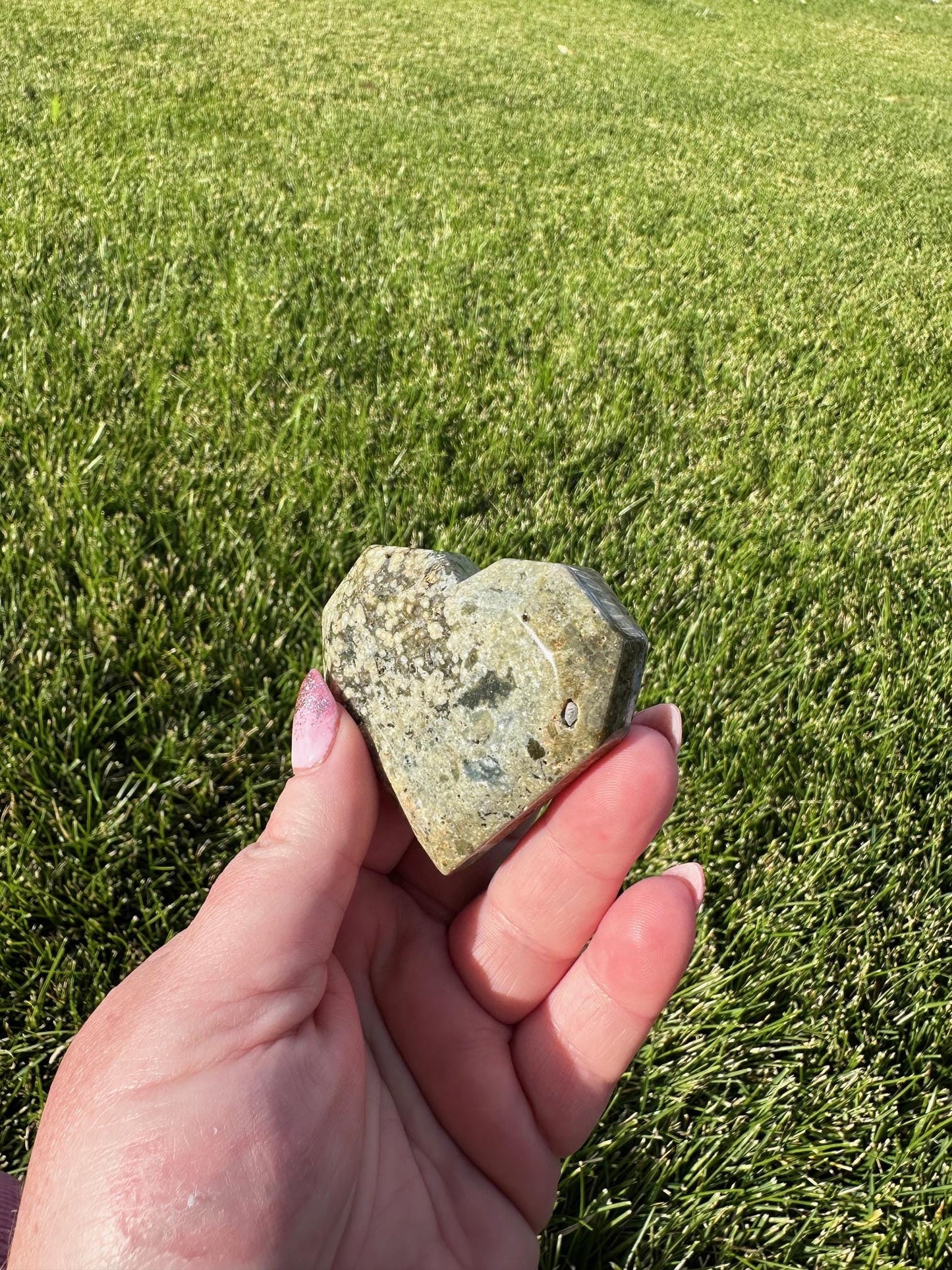 Beautiful 2" Ocean Jasper Heart - A Stone of Joy, Healing & Positive Energy