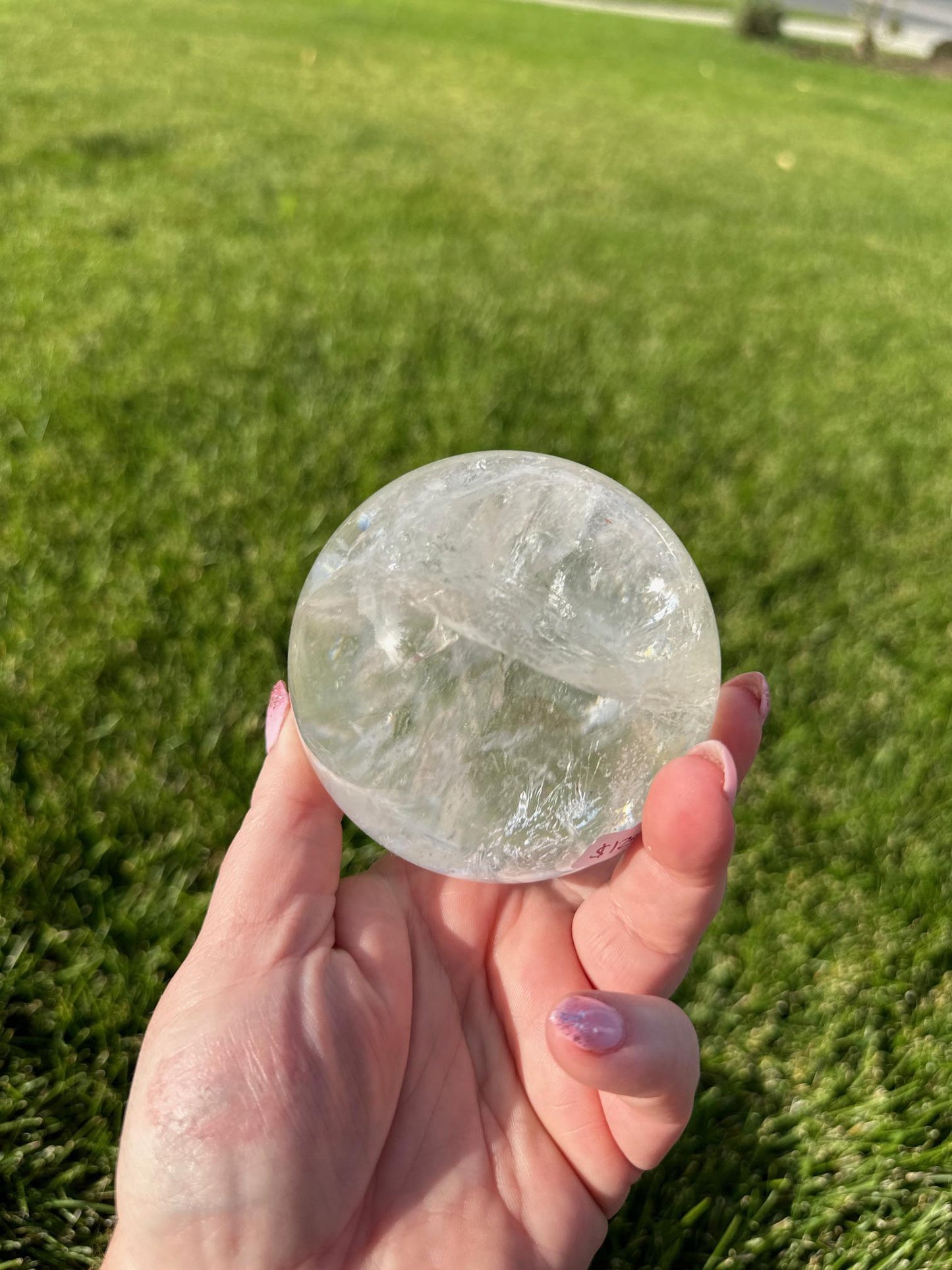 Mesmerizing 3.1" Clear Quartz Sphere with Rainbows - 1lb 15oz of Amplifying Energy & Clarity