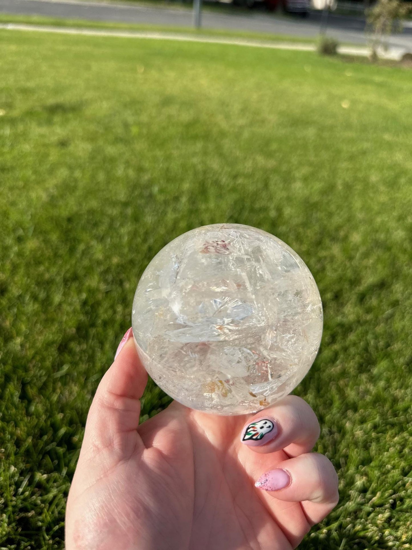 Stunning 3.2" Clear Quartz Sphere with Rainbows - 2lbs of Amplifying Energy & Inner Light!