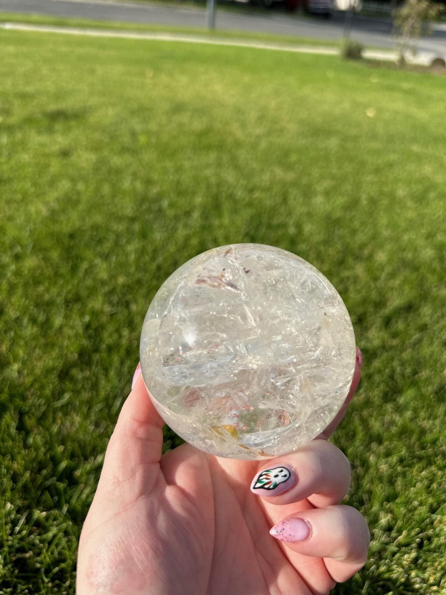 Stunning 3.2" Clear Quartz Sphere with Rainbows - 2lbs of Amplifying Energy & Inner Light!