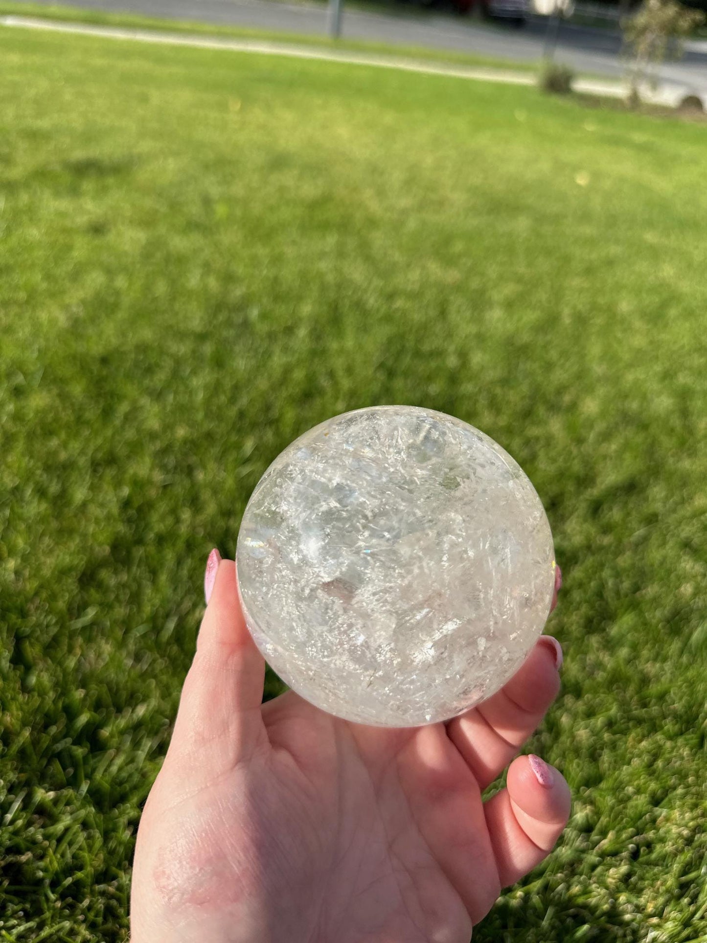 Stunning 3.2" Clear Quartz Sphere with Rainbows - 2lbs of Amplifying Energy & Inner Light!