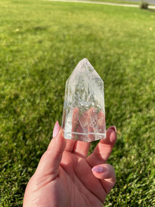 Stunning 3.5" Clear Quartz Tower with Rainbows - 10oz of Amplifying Energy & Beauty