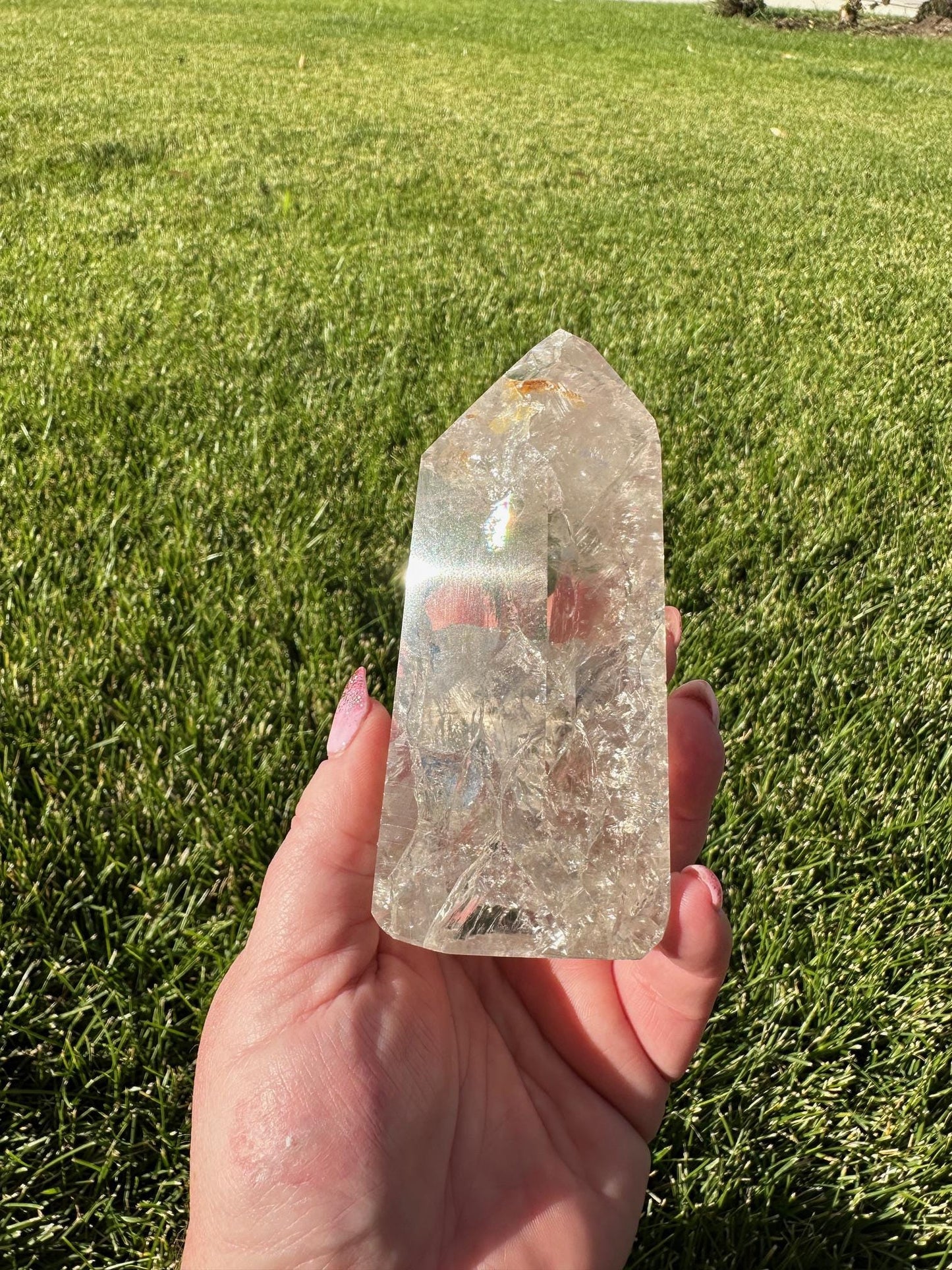 Beautiful 4.5" Crackle Quartz Tower from Brazil - 1lb 2oz of Energy & Light