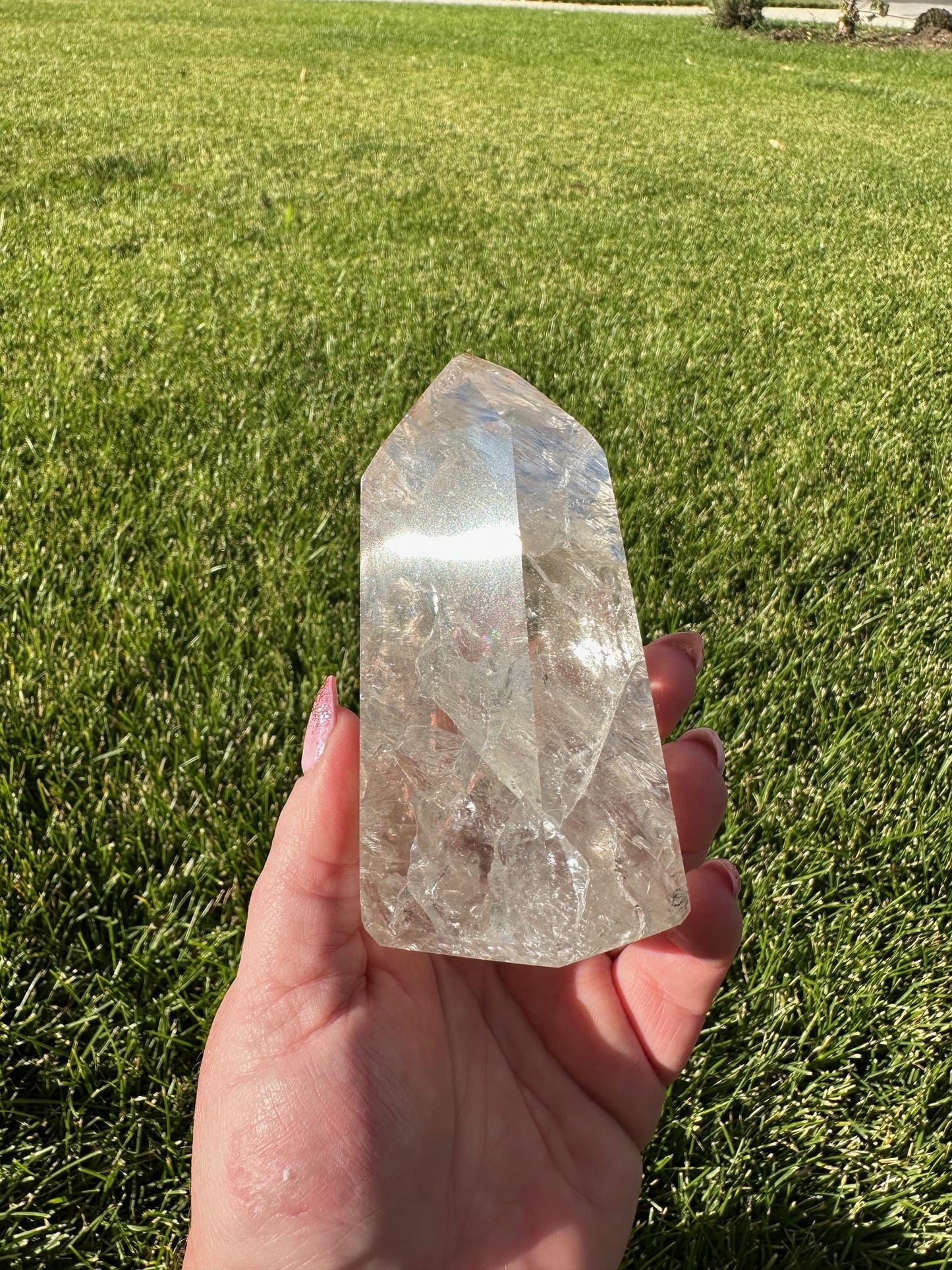 Beautiful 4.5" Crackle Quartz Tower from Brazil - 1lb 2oz of Energy & Light