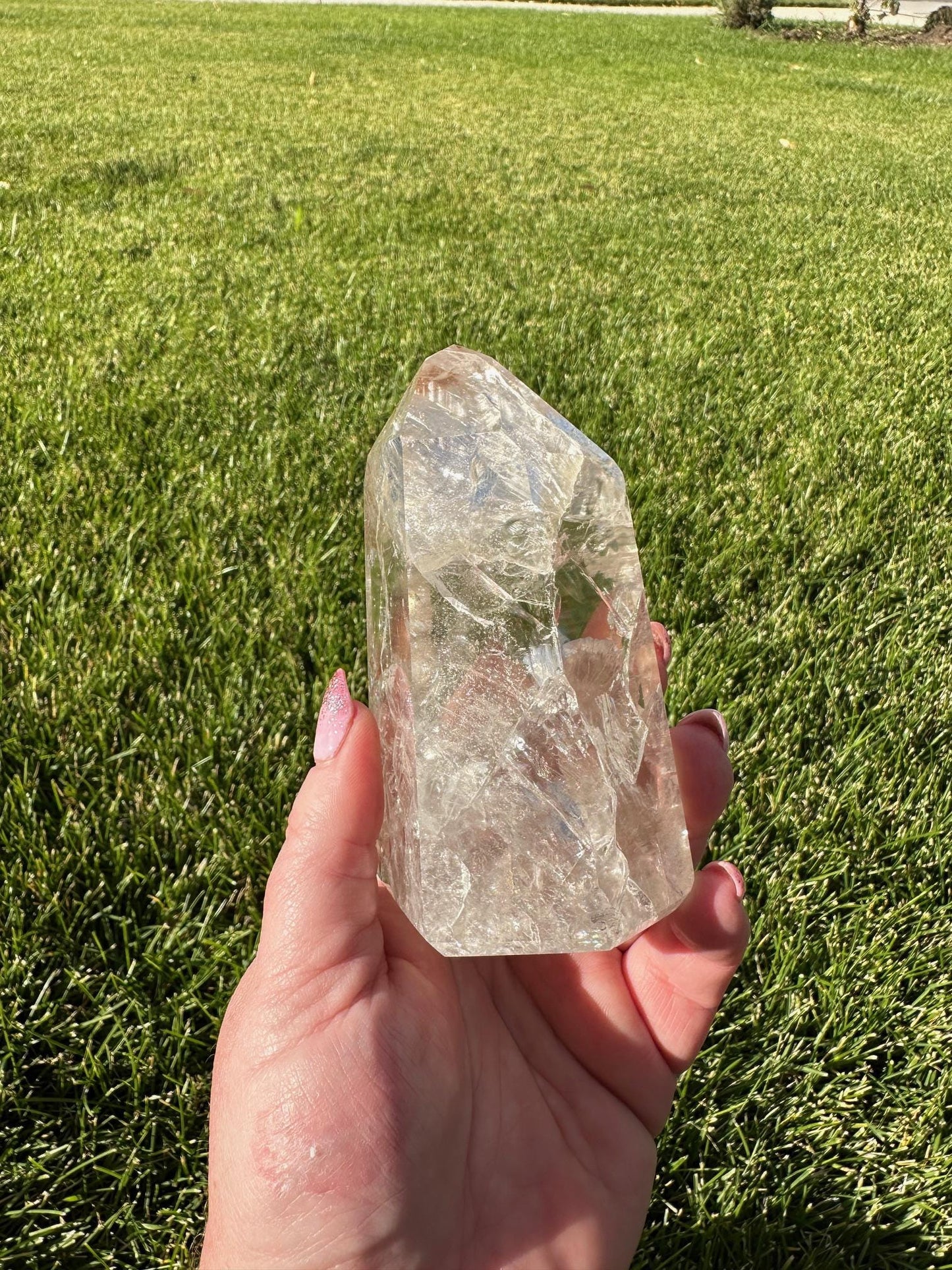 Beautiful 4.5" Crackle Quartz Tower from Brazil - 1lb 2oz of Energy & Light