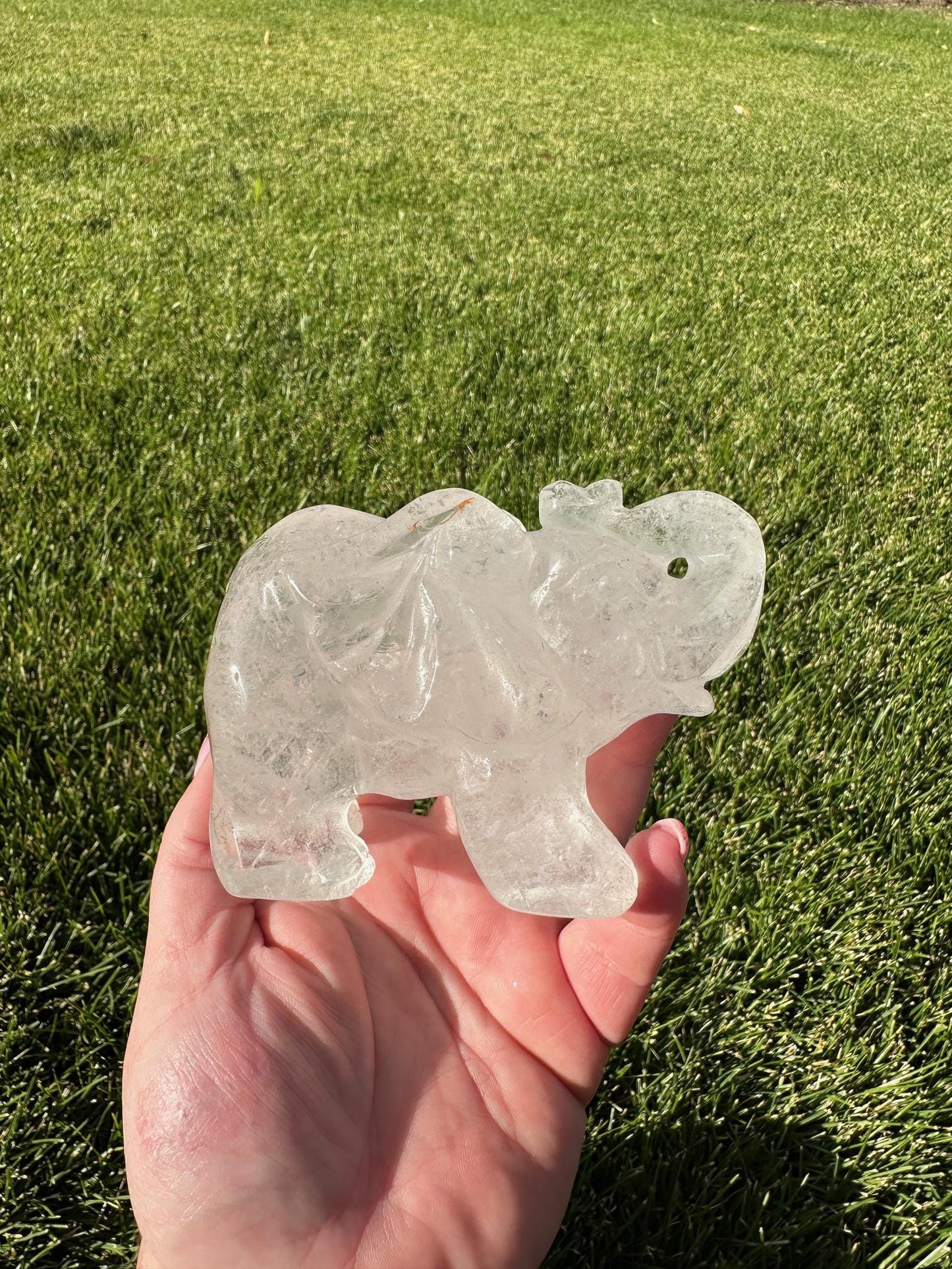 Beautiful 3.5" Clear Quartz Elephant - 1lb 3oz of Wisdom, Strength & Energy