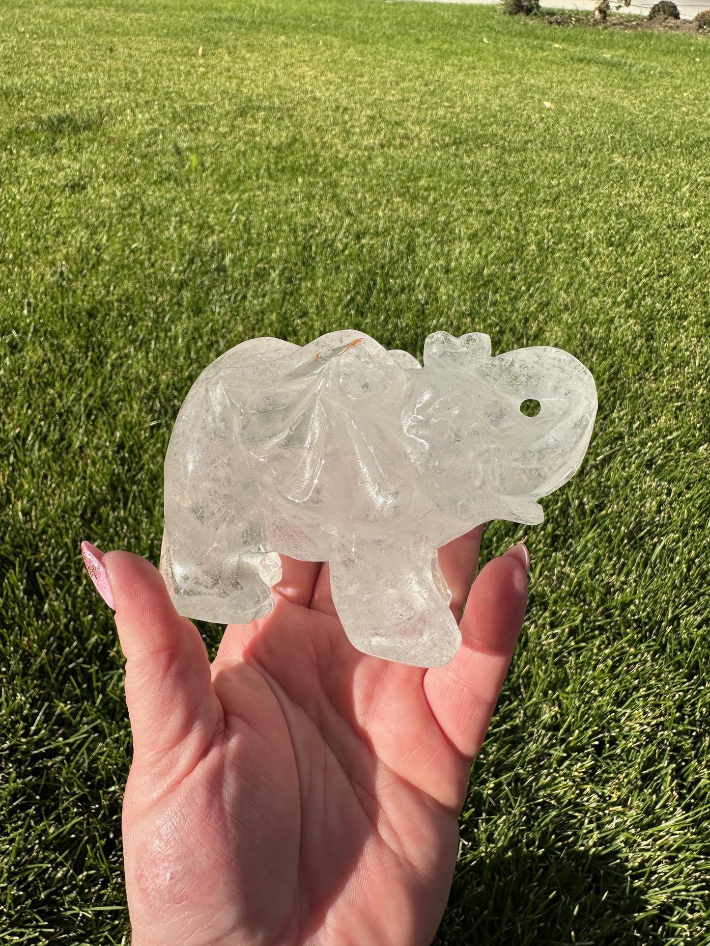 Beautiful 3.5" Clear Quartz Elephant - 1lb 3oz of Wisdom, Strength & Energy