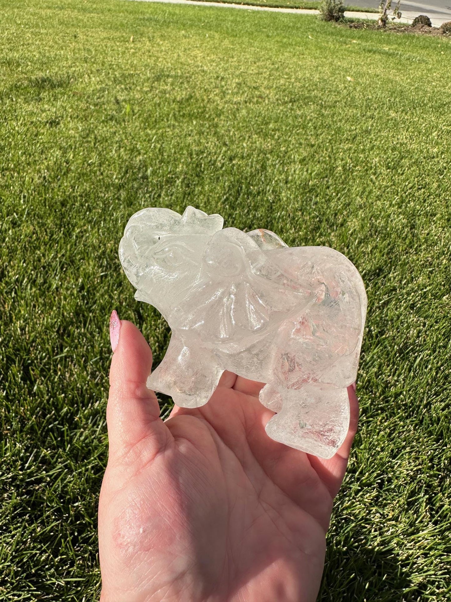 Beautiful 3.5" Clear Quartz Elephant - 1lb 3oz of Wisdom, Strength & Energy