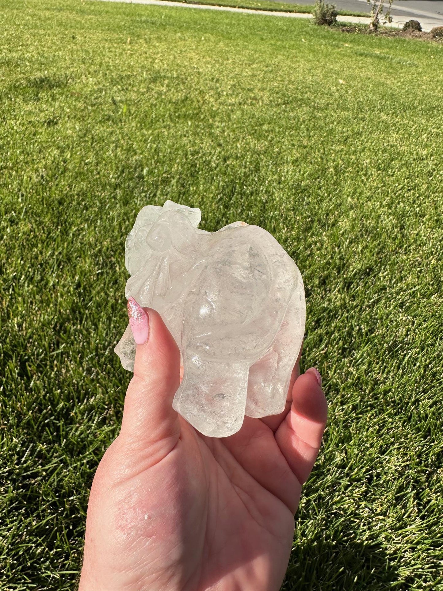 Beautiful 3.5" Clear Quartz Elephant - 1lb 3oz of Wisdom, Strength & Energy