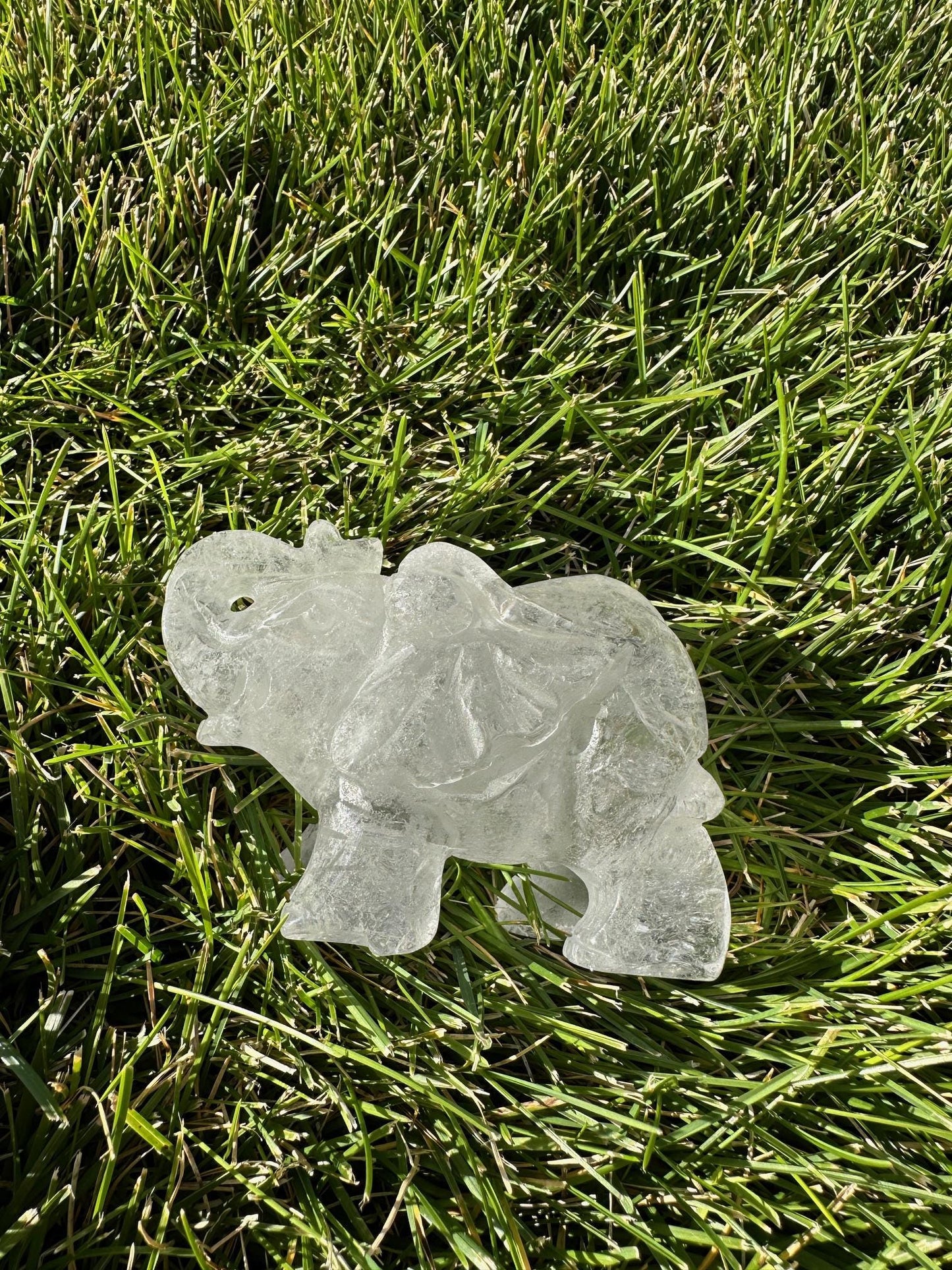 Beautiful 3.5" Clear Quartz Elephant - 1lb 3oz of Wisdom, Strength & Energy